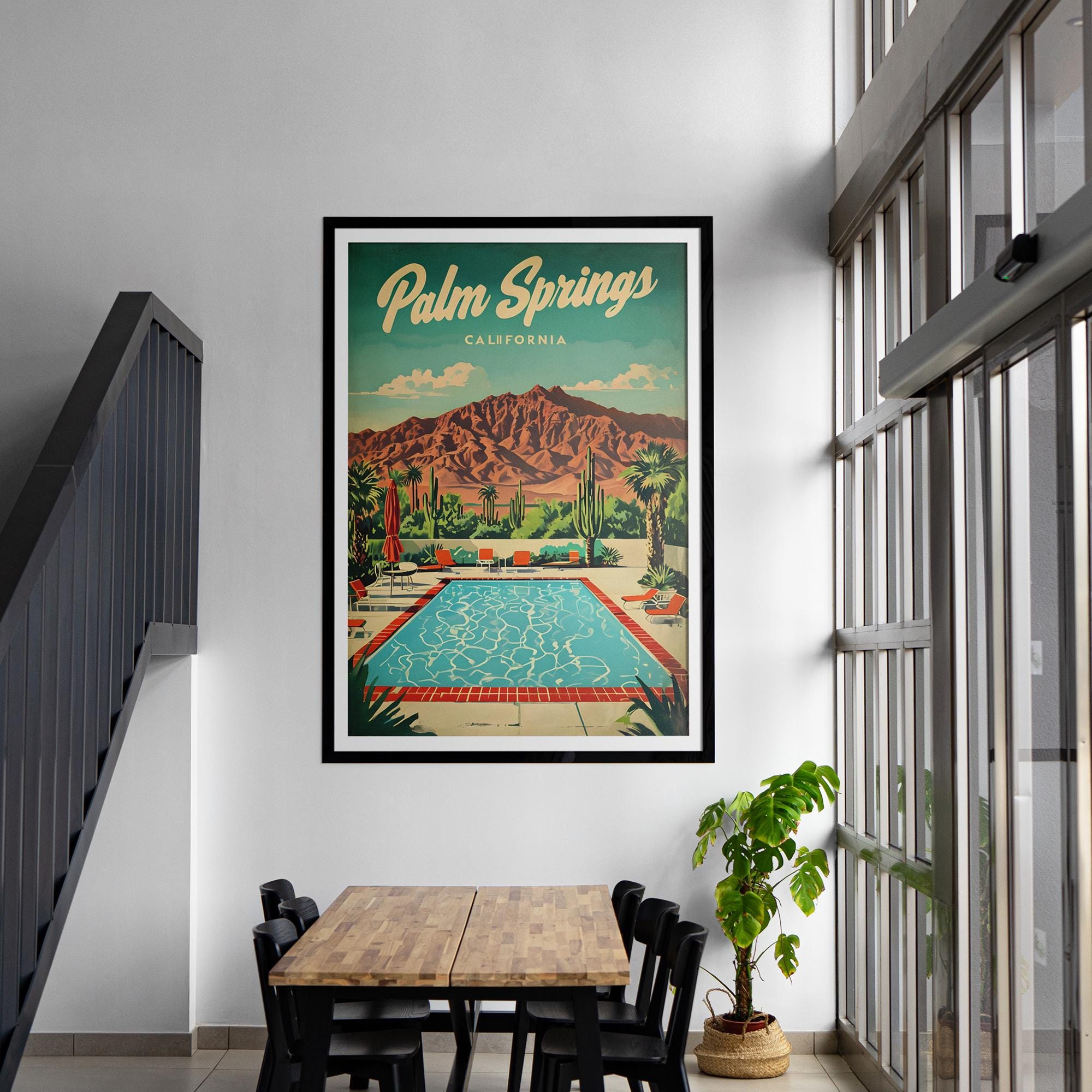 Palm Springs Vintage Travel Poster - Mid Century Wall Art - Framed & Unframed - Retro California Decor - Museum Quality Print