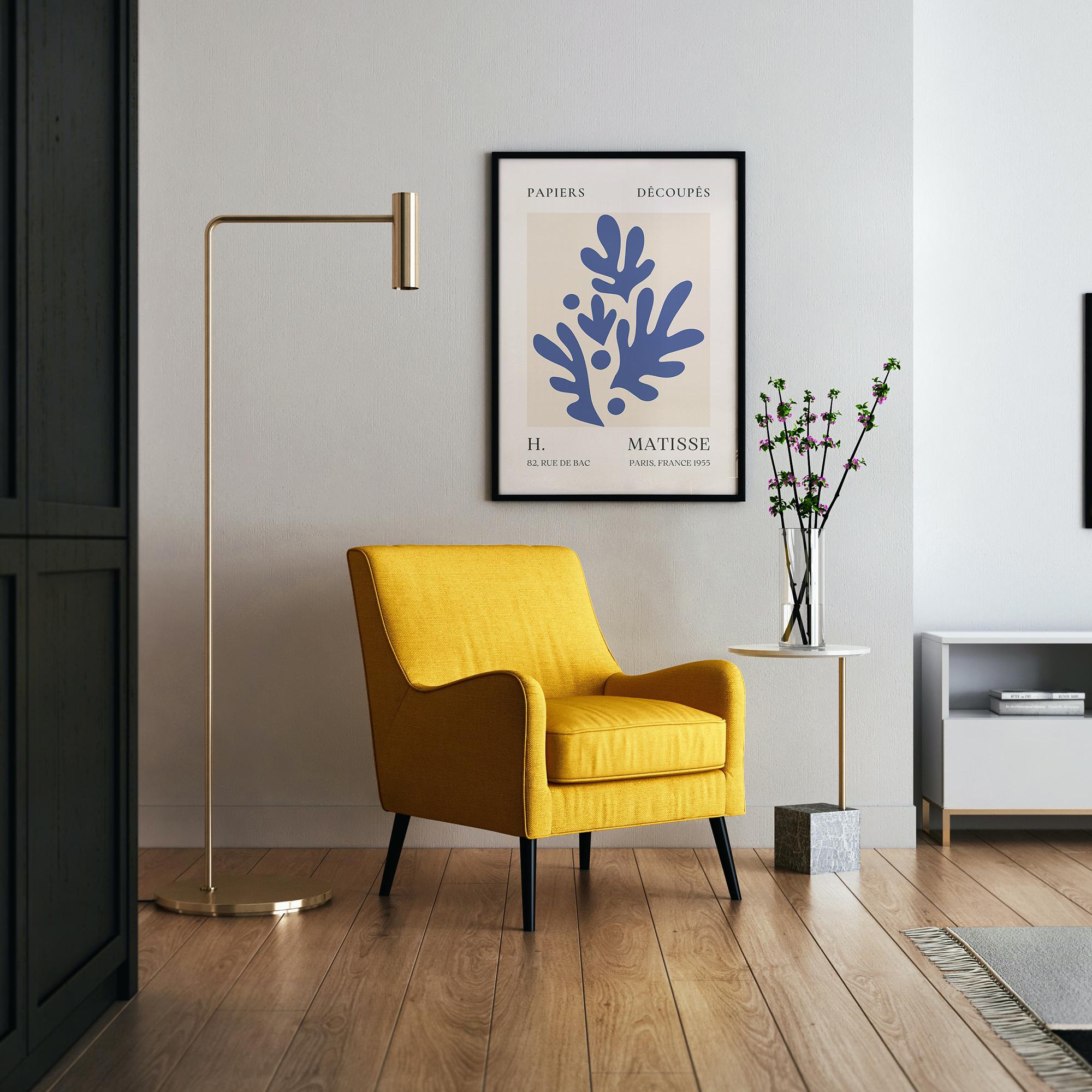 Matisse-Inspired Blue Abstract Cut-Out Poster - Museum Quality Paper, Ready-to-Hang, Sustainable Materials, Elegant Home Decor