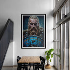 Viking Warrior Wall Art | Norse Mythology Poster | Framed or Canvas Print | Nordic Decor | Battle-Ready Viking | Gift | Digital Print