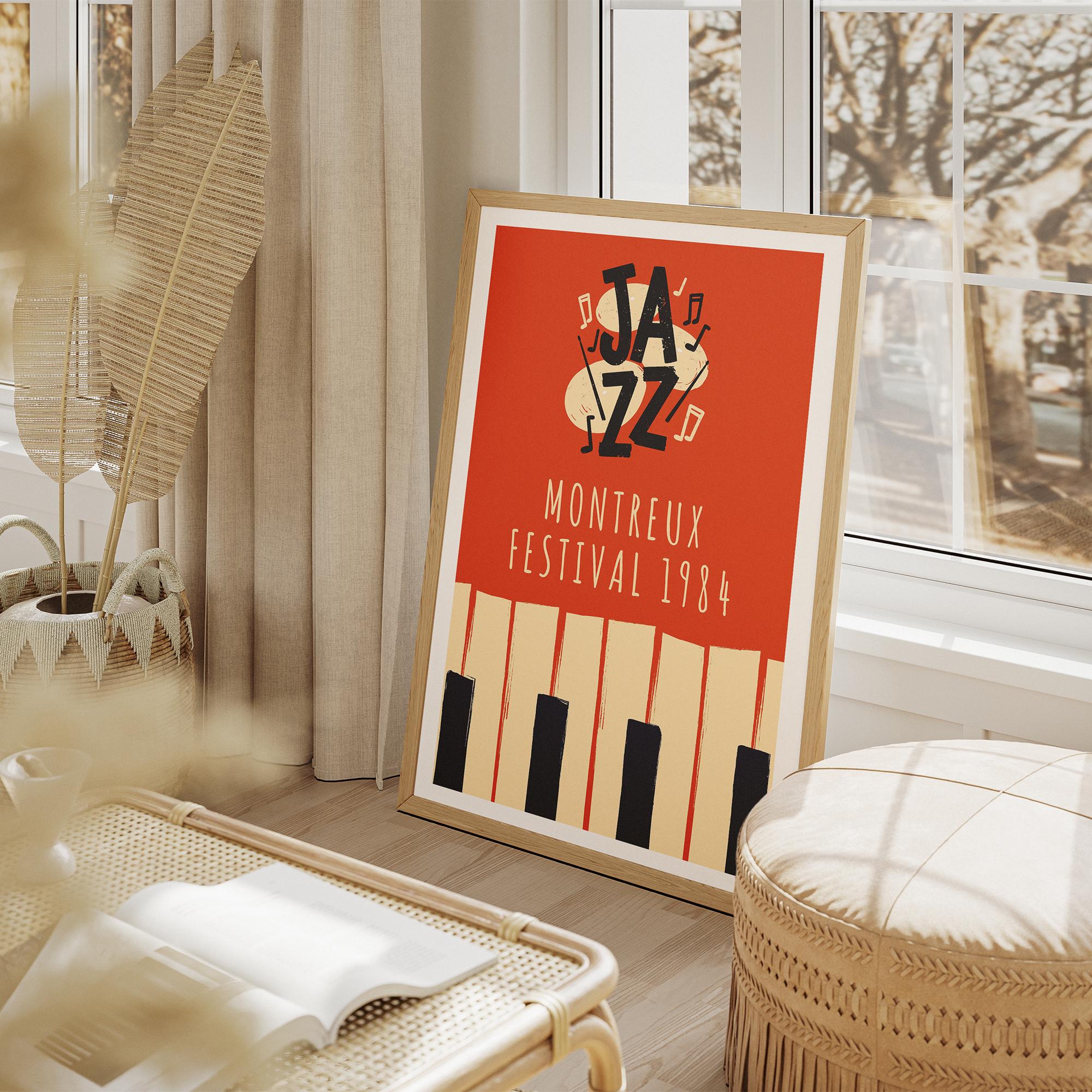 Vintage Montreux Jazz Festival 1984 Poster - Museum-Quality Matte Paper, Solid Wood Frame (Black, White, or Natural) - Ready to Hang