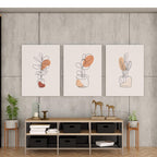 Minimalist Line Art Plant Set - 3 Piece Botanical Wall Art, Abstract Plant Prints, Scandinavian Decor, Modern Home Office Artwork