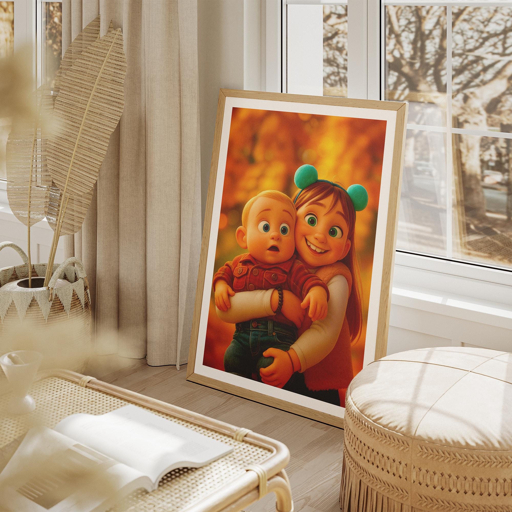 Custom Baby Cartoon Portrait: Personalized Nursery Wall Art