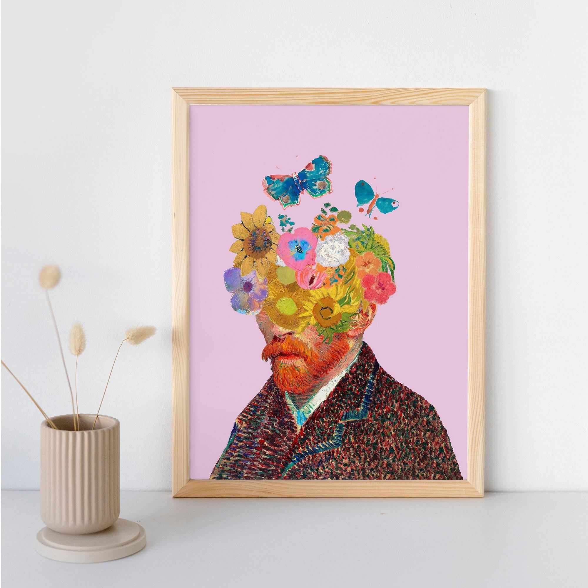 High-Quality Floral Art Print - Museum-Grade Matte Paper, Solid Wood Frame (Black, White, Natural), Ready to Hang, Eco-Friendly