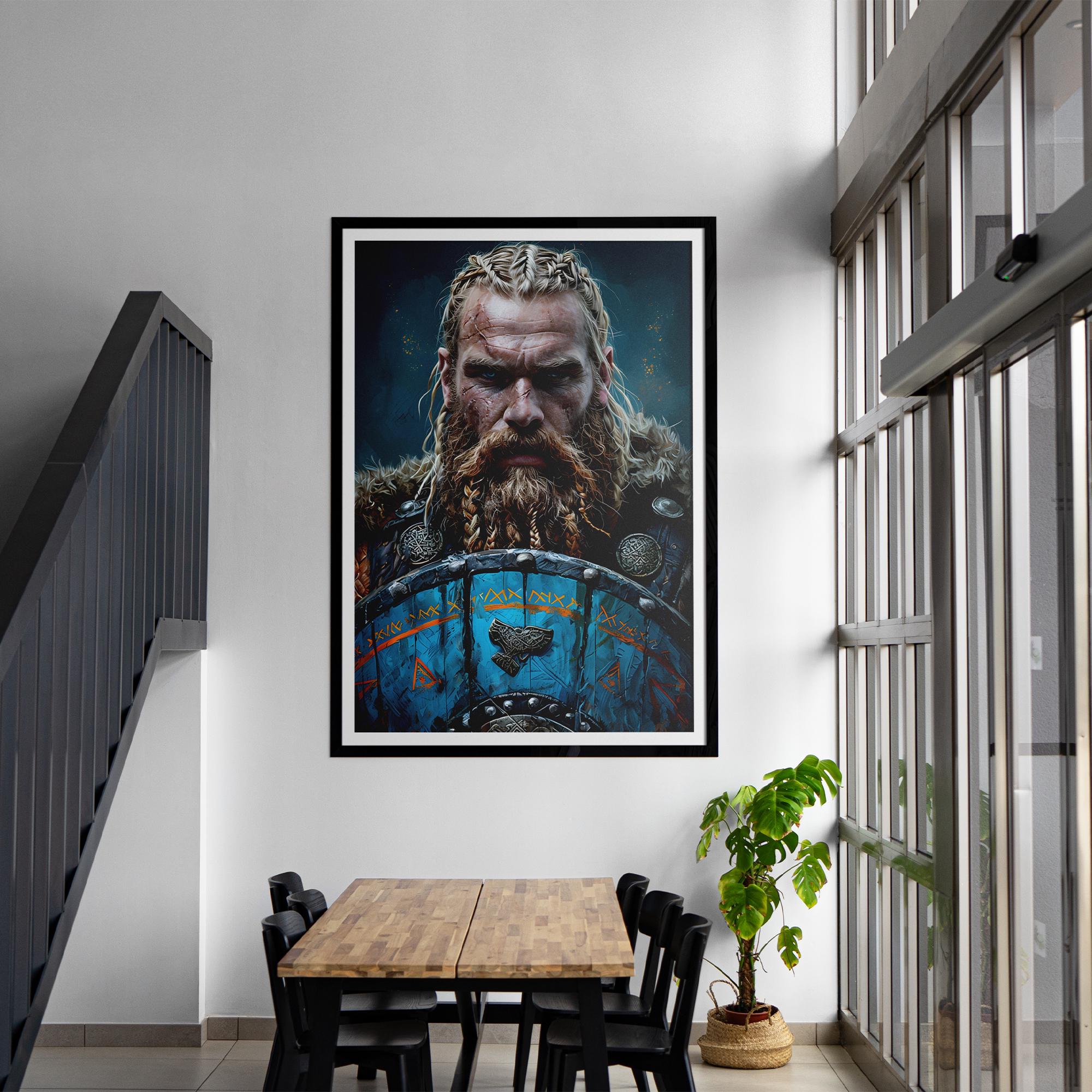 Viking Warrior Wall Art | Norse Mythology Poster | Framed or Canvas Print | Nordic Decor | Battle-Ready Viking | Gift for History Lovers
