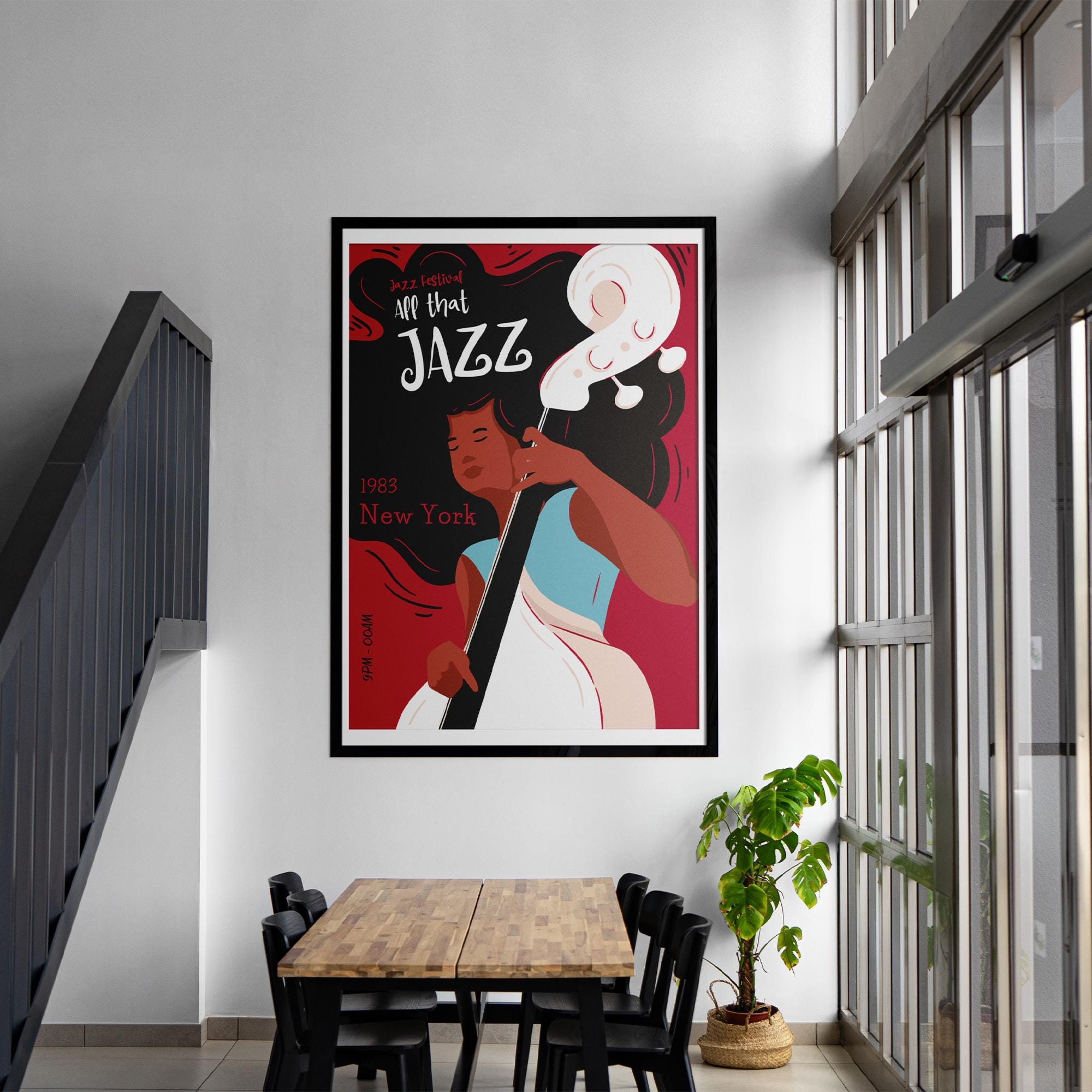 1983 New York Jazz Festival Poster - Premium Quality, FSC Certified Paper, Solid Pine Frame, Ready to Hang - Perfect for Jazz Lovers!