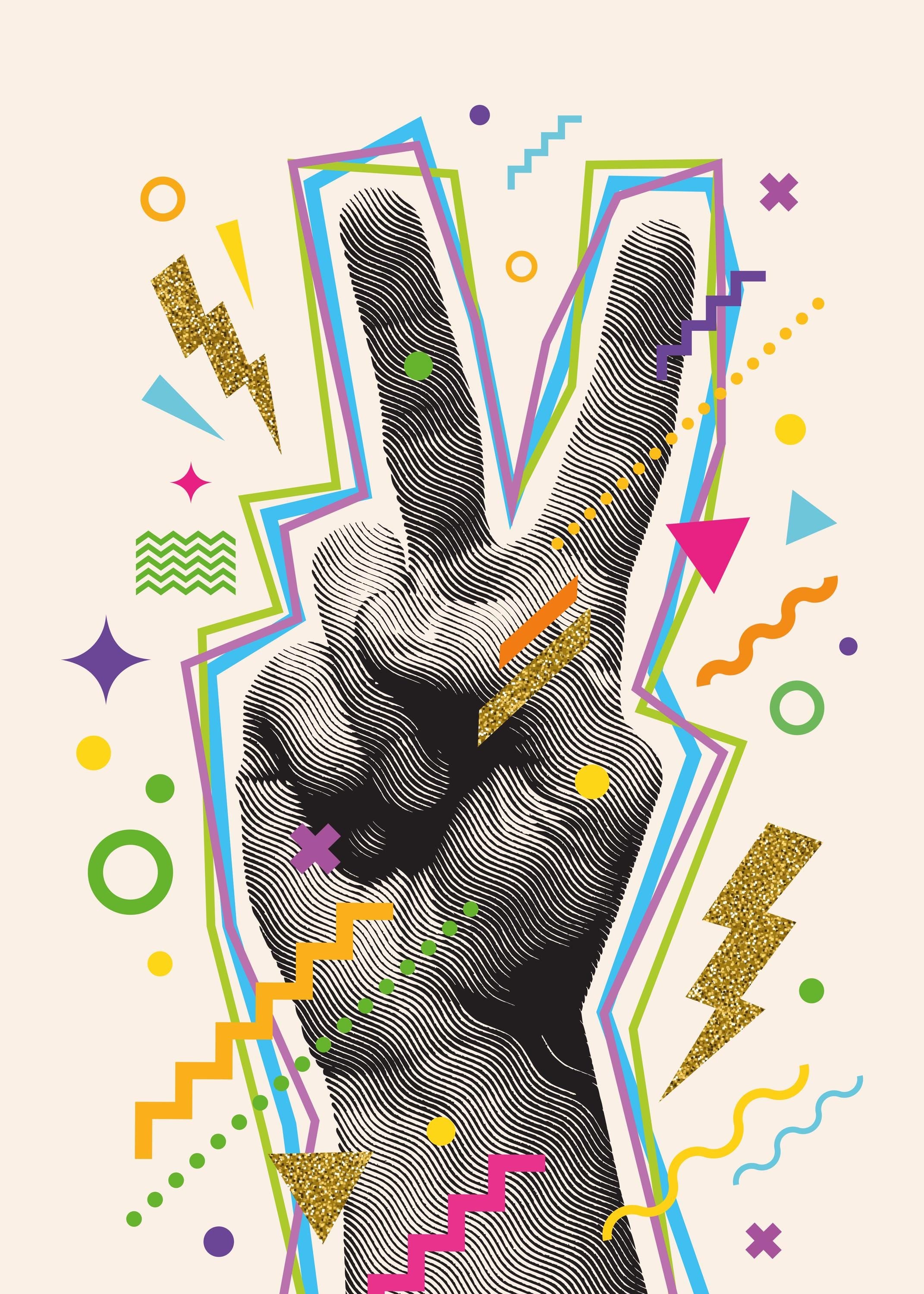 Peace Sign Art Print - Framed Poster, Museum-Quality Matte Paper, Sustainable Wood Frame, Vibrant Retro Design, Ready to Hang