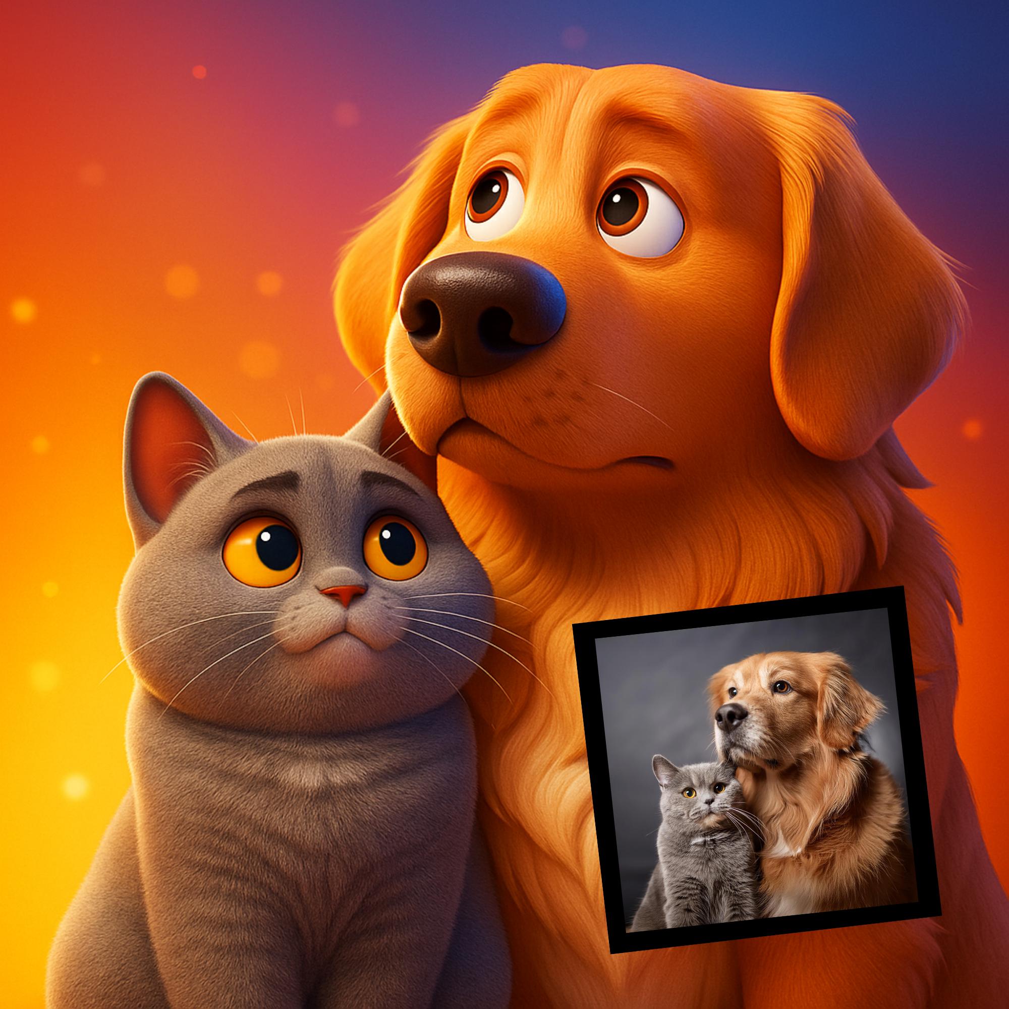Custom Pet Portrait: Cartoon Style Dog or Cat Art - Poster, Framed, or Canvas
