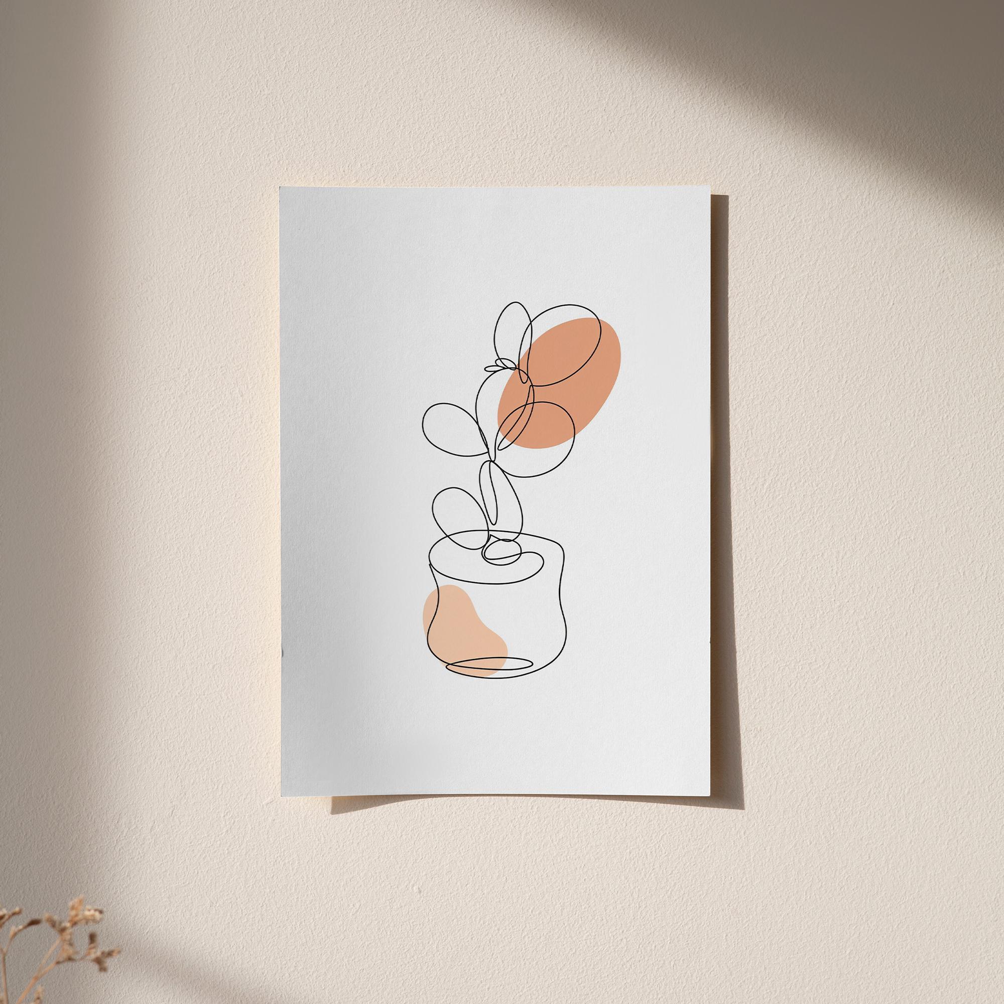 Minimalist Line Art Botanical Print – Abstract Plant Drawing, Modern Boho Wall Art, Scandinavian Home Decor, Neutral Aesthetic Poster