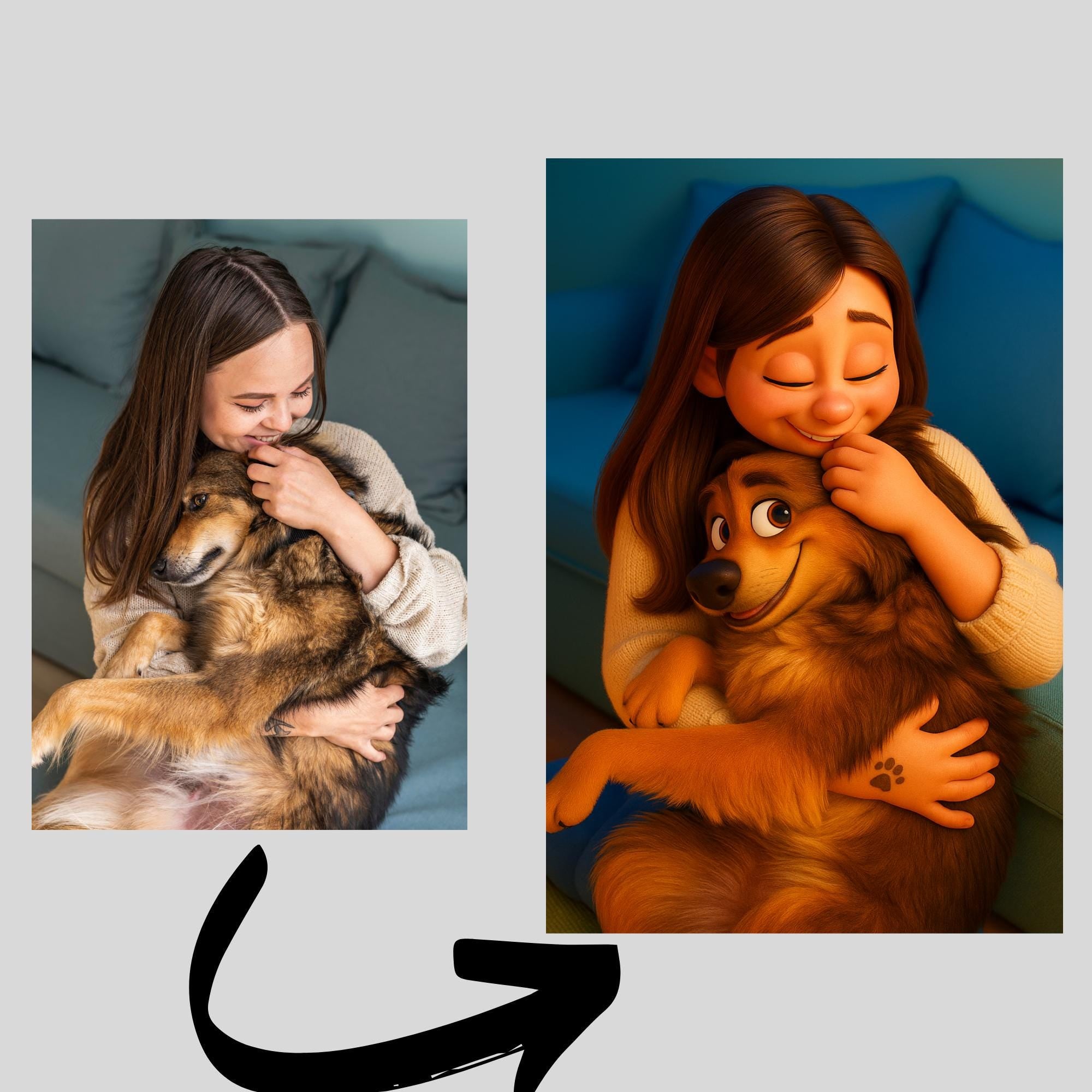 Cartoon Pet Portrait: Custom Digital Art, Dog & Cat Lover Gift (Digital Download)