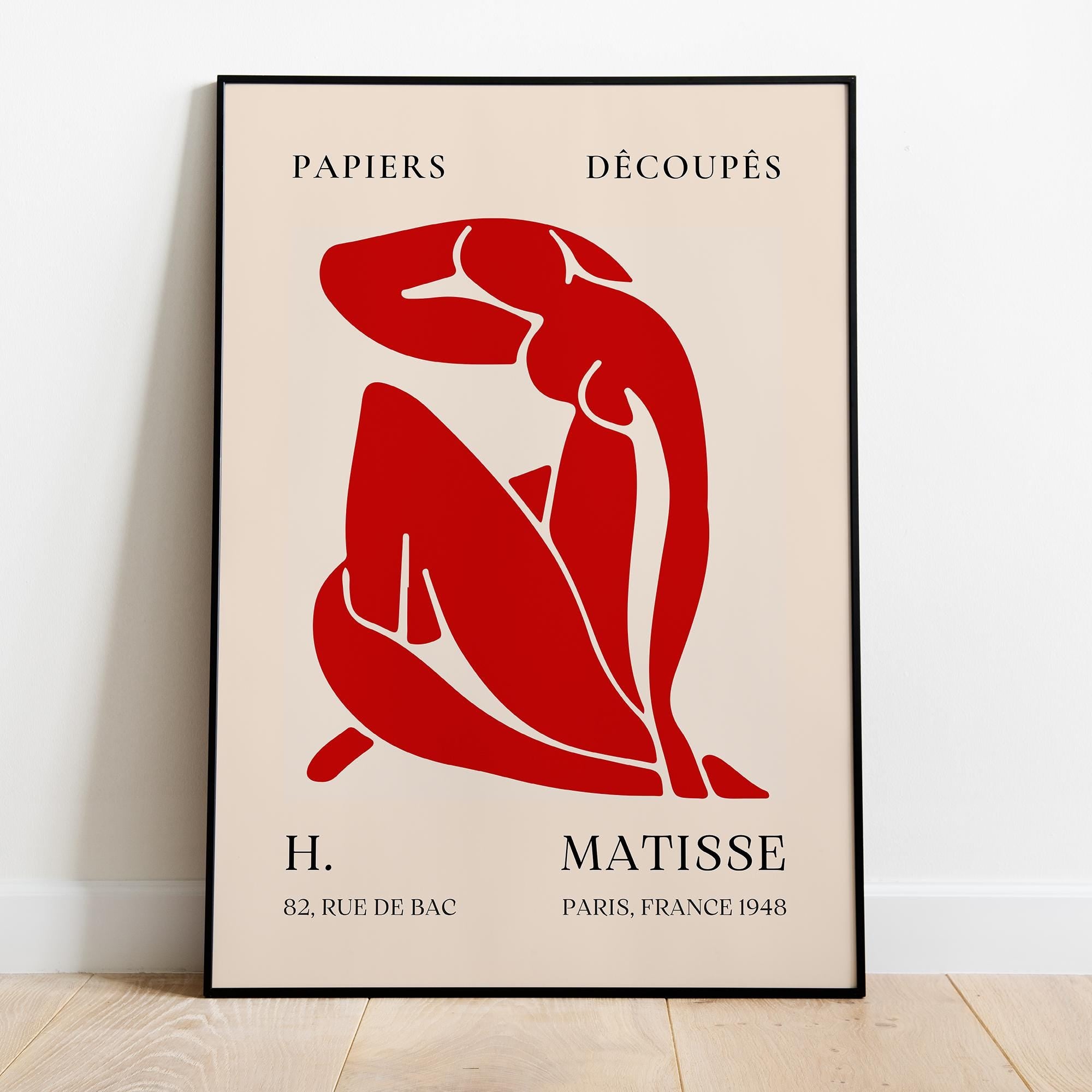 Matisse Inspired Cut-Out Art Poster - Museum-Quality Print with Solid Wood Frame, 3 Color Options, Ready to Hang