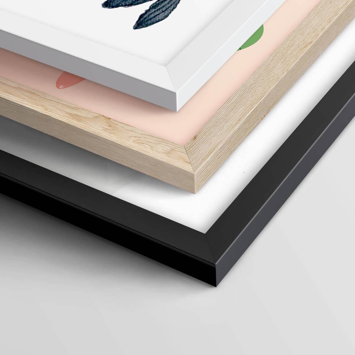 Abstract Illustration Framed Poster - Minimalist Black/Yellow Art Print - Matte Paper with Black/Wood/White Frame - Multiple Sizes