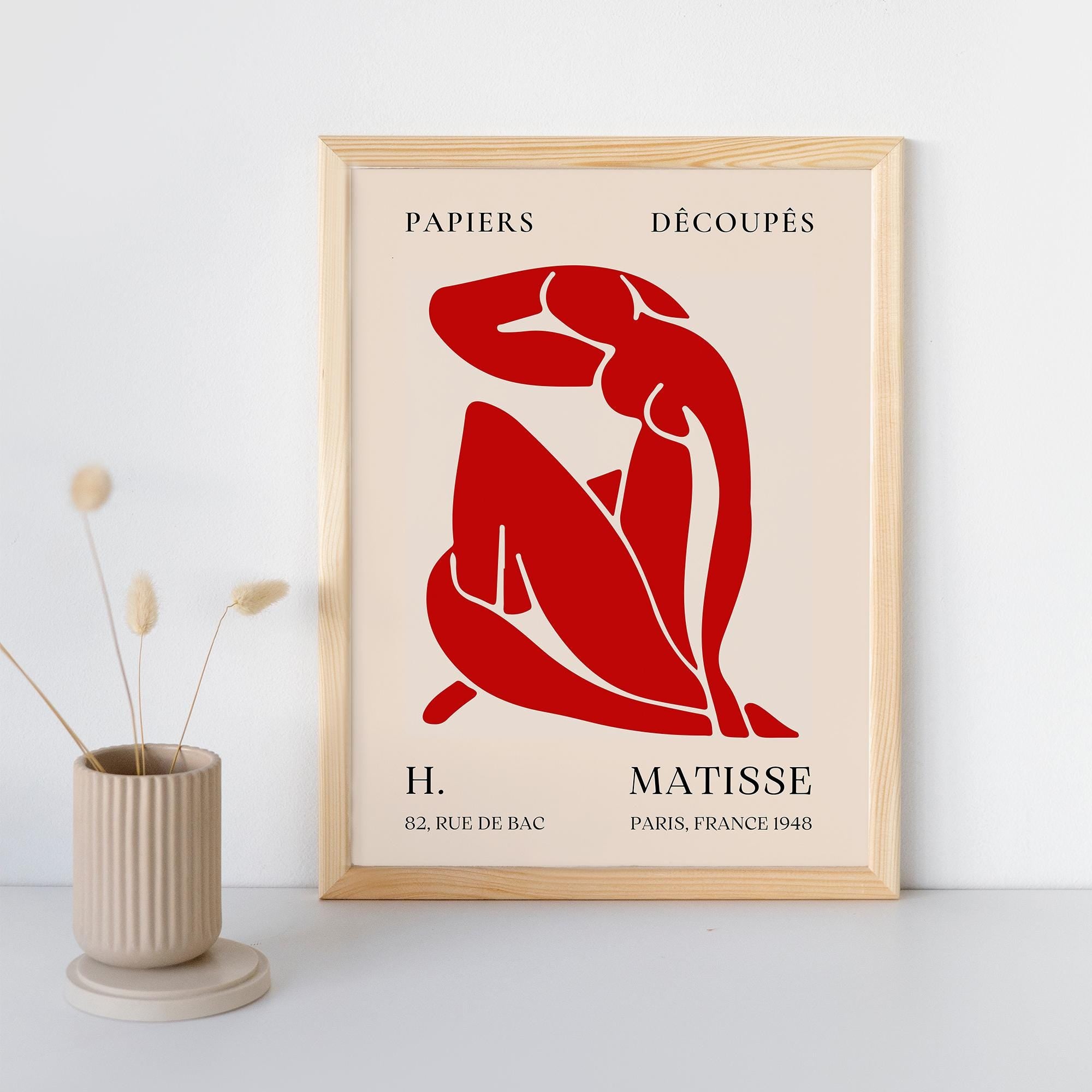 Matisse Inspired Cut-Out Art Poster - Museum-Quality Print with Solid Wood Frame, 3 Color Options, Ready to Hang