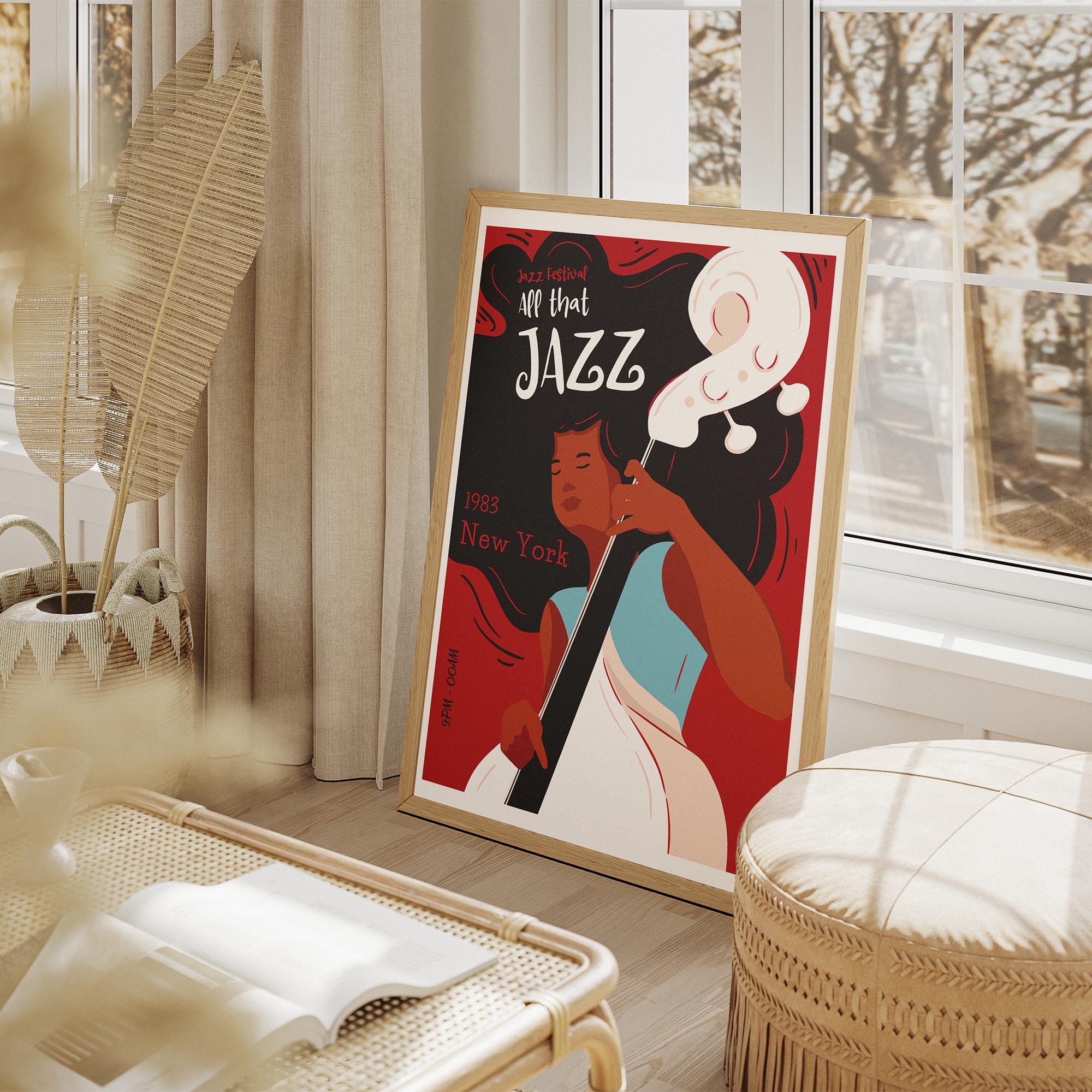1983 New York Jazz Festival Poster - Premium Quality, FSC Certified Paper, Solid Pine Frame, Ready to Hang - Perfect for Jazz Lovers!