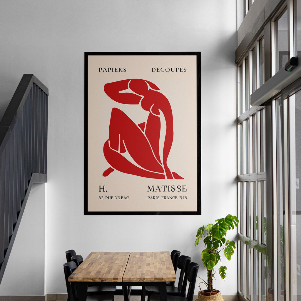 Matisse Inspired Cut-Out Art Poster - Museum-Quality Print with Solid Wood Frame, 3 Color Options, Ready to Hang