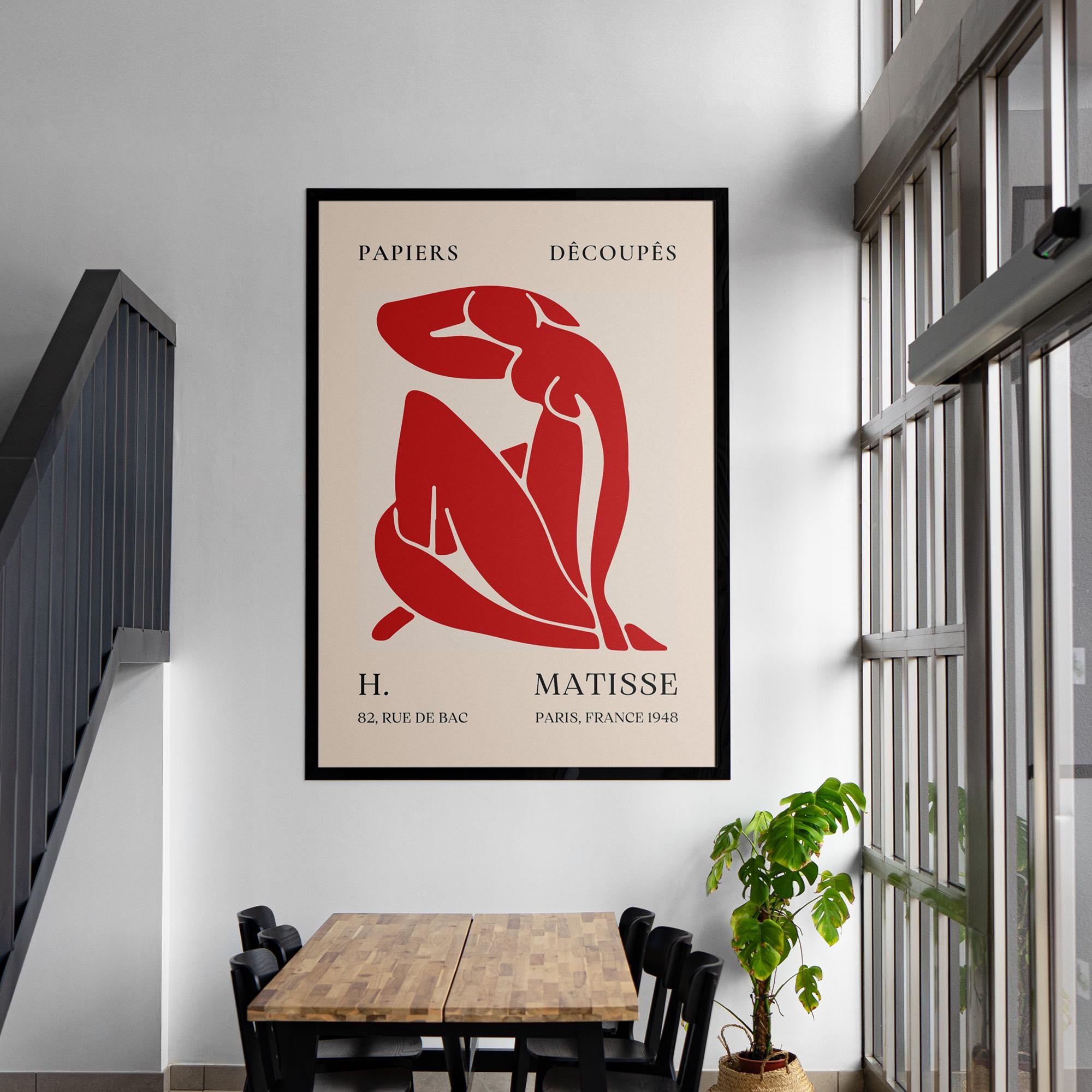 Matisse Inspired Cut-Out Art Poster - Museum-Quality Print with Solid Wood Frame, 3 Color Options, Ready to Hang