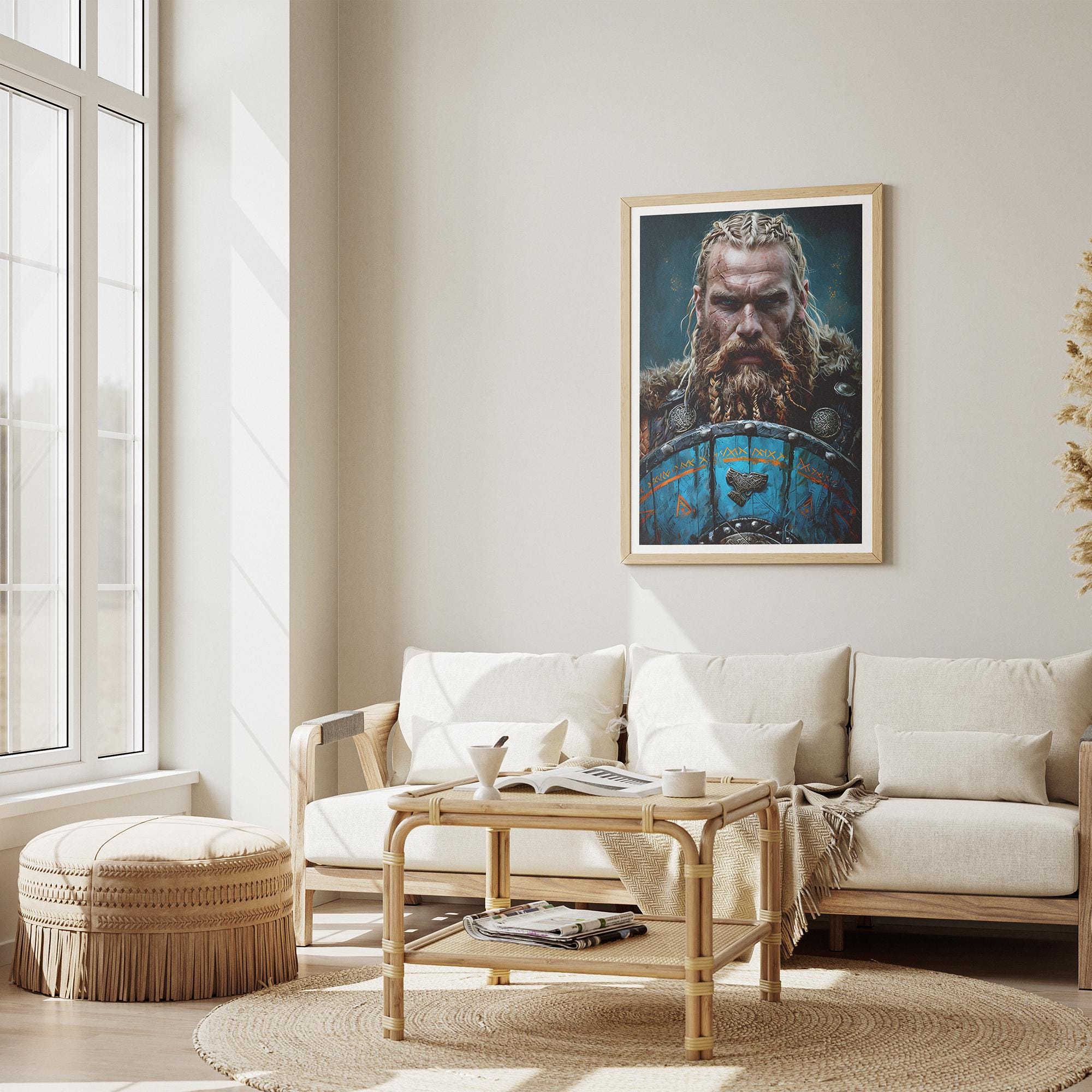 Viking Warrior Wall Art | Norse Mythology Poster | Framed or Canvas Print | Nordic Decor | Battle-Ready Viking | Gift for History Lovers