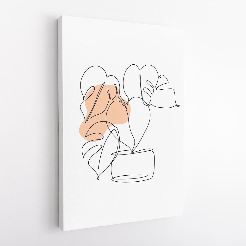 Monstera Line Art Print - Minimalist Botanical Wall Art - Scandinavian Plant Poster - Modern Home Decor