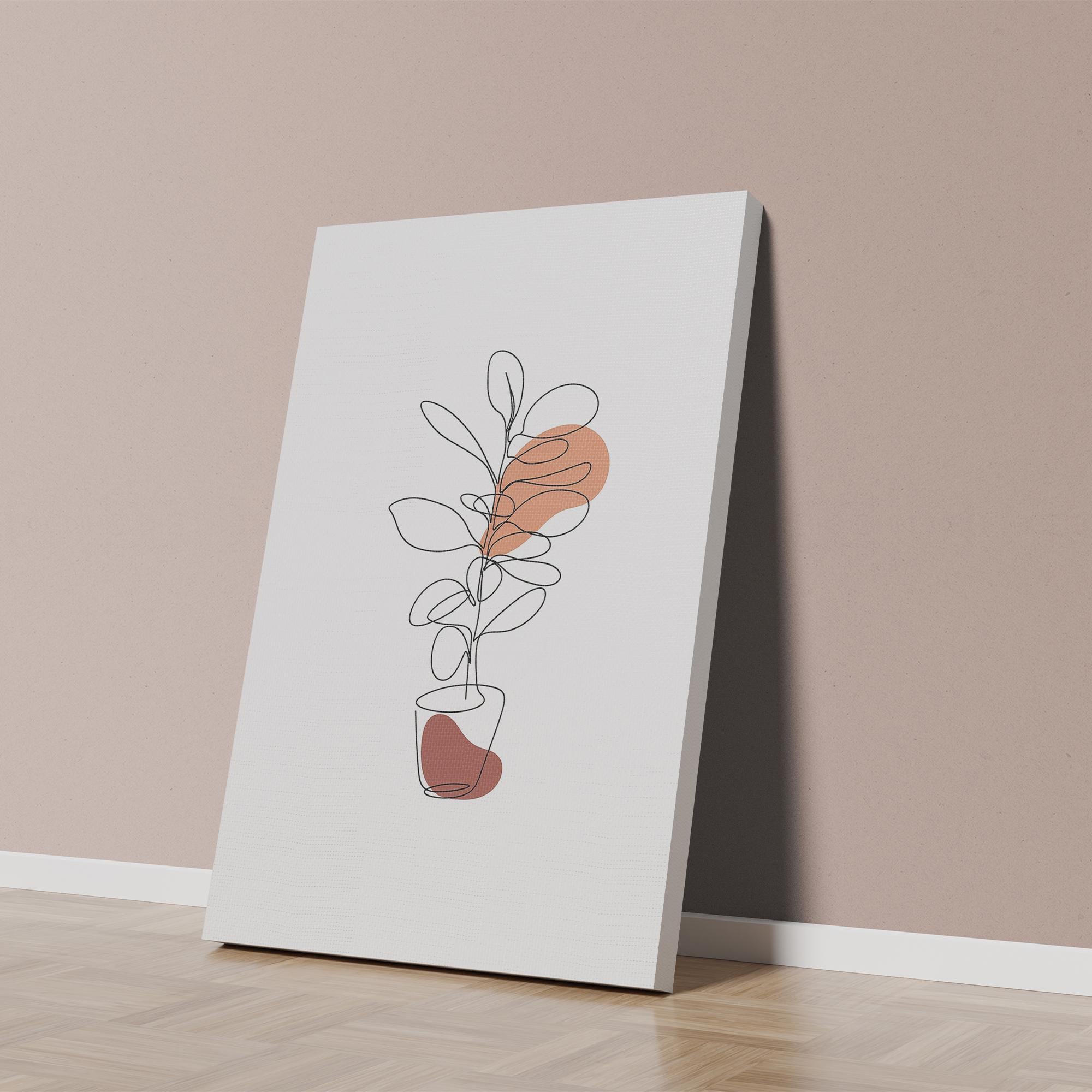 Minimalist Botanical Line Art Print – Abstract Plant Drawing, Modern Boho Wall Art, Scandinavian Poster, Neutral Aesthetic Decor