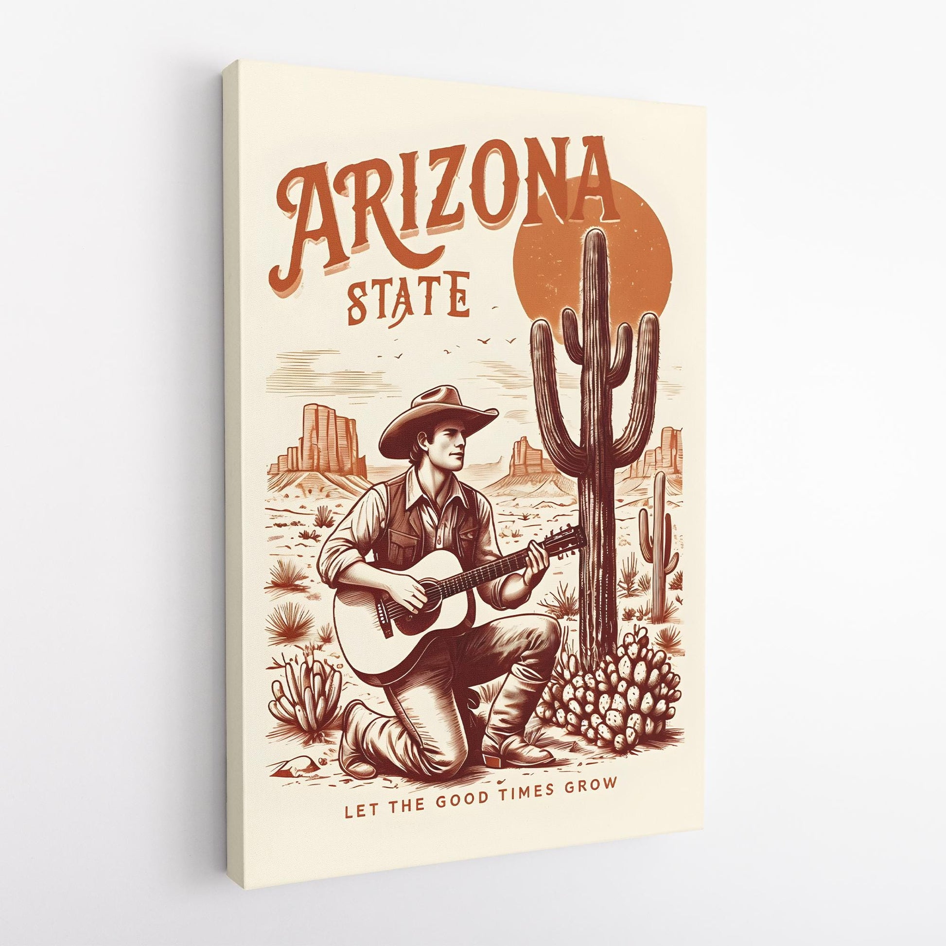Arizona Cowboy Digital Print | Western Wall Art | Instant Download | Guitar & Cactus Art | Rustic Desert Decor | High-Quality PDF