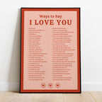Romantic 'Ways to Say I Love You' Poster - Museum-Quality Print in Premium Wood Frame - Perfect for Home Decor & Thoughtful Gifts
