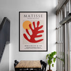 Matisse Red Coral Cutout Poster - Museum-Quality Art Print - Solid Wood Frame - Modern Wall Art - Ready to Hang