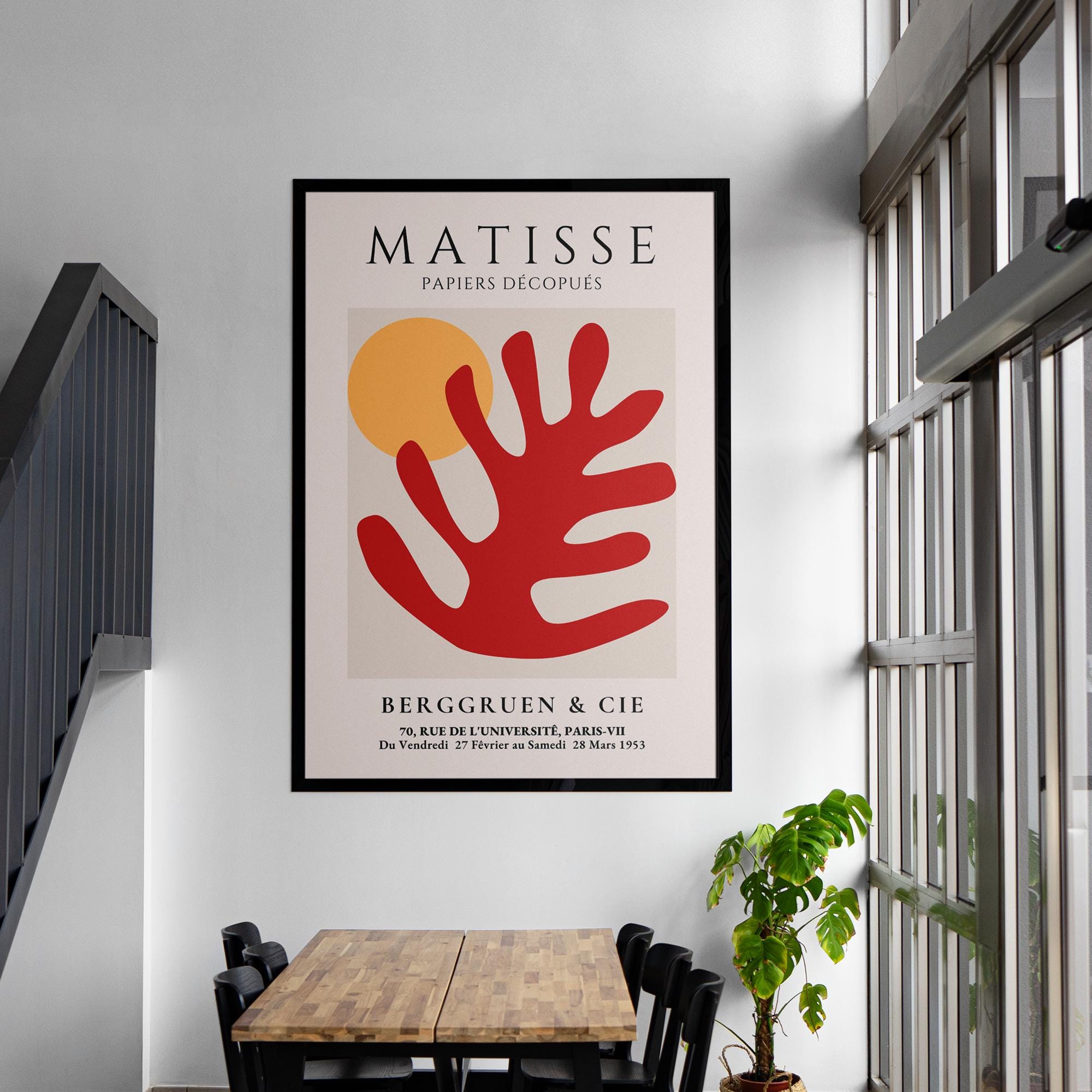 Matisse Red Coral Cutout Poster - Museum-Quality Art Print - Solid Wood Frame - Modern Wall Art - Ready to Hang