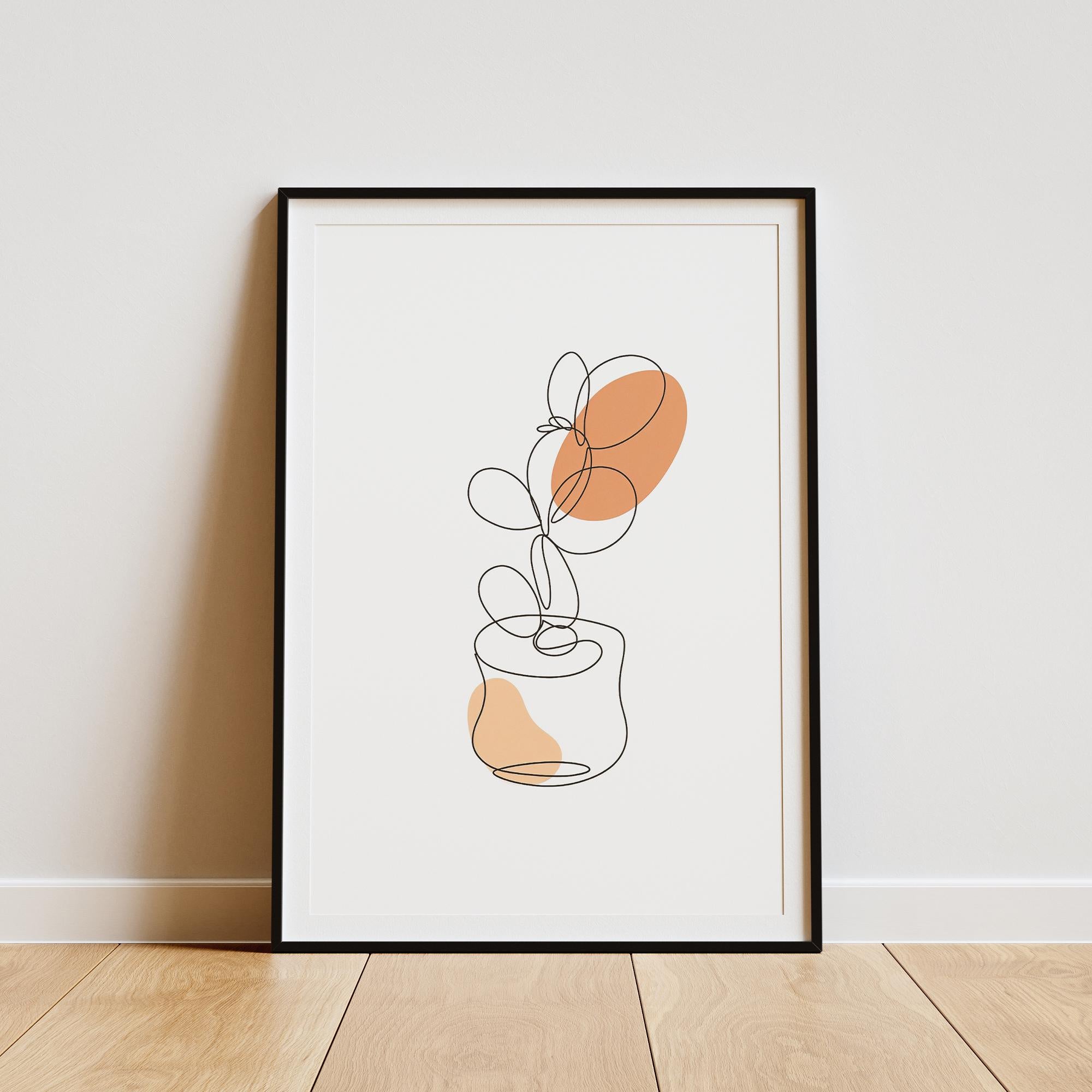 Minimalist Line Art Botanical Print – Abstract Plant Drawing, Modern Boho Wall Art, Scandinavian Home Decor, Neutral Aesthetic Poster
