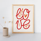 Love You Poster - Museum-Quality Art Print, Solid Wood Frame, Ready to Hang, Sustainable Paper, Perfect Gift for Home Decor
