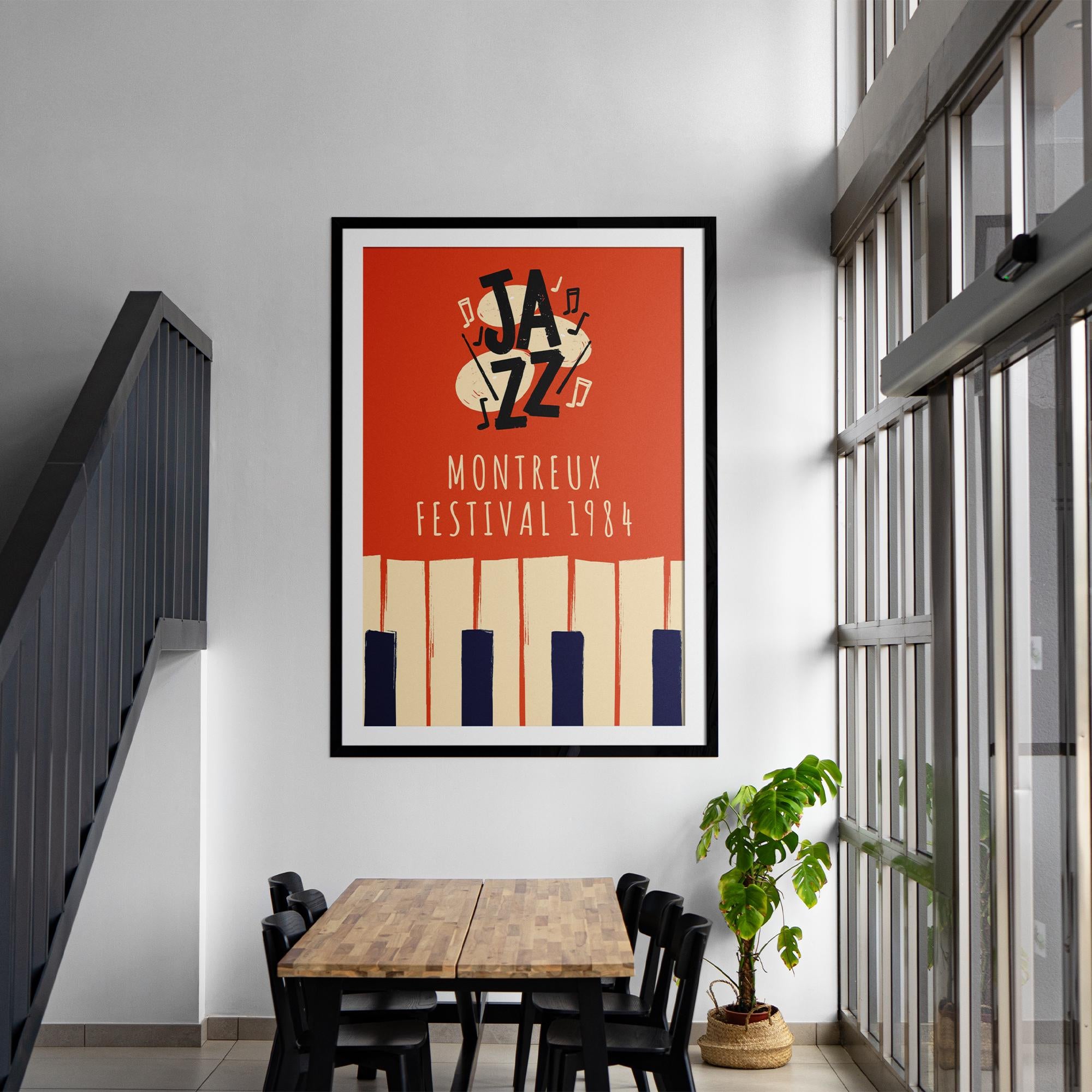 Vintage Montreux Jazz Festival 1984 Poster - Museum-Quality Matte Paper, Solid Wood Frame (Black, White, or Natural) - Ready to Hang
