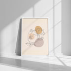 Modern One Line Face Art Print – Minimalist Floral Abstract Wall Art, Neutral Boho Canvas & Framed Poster, Aesthetic Home Decor