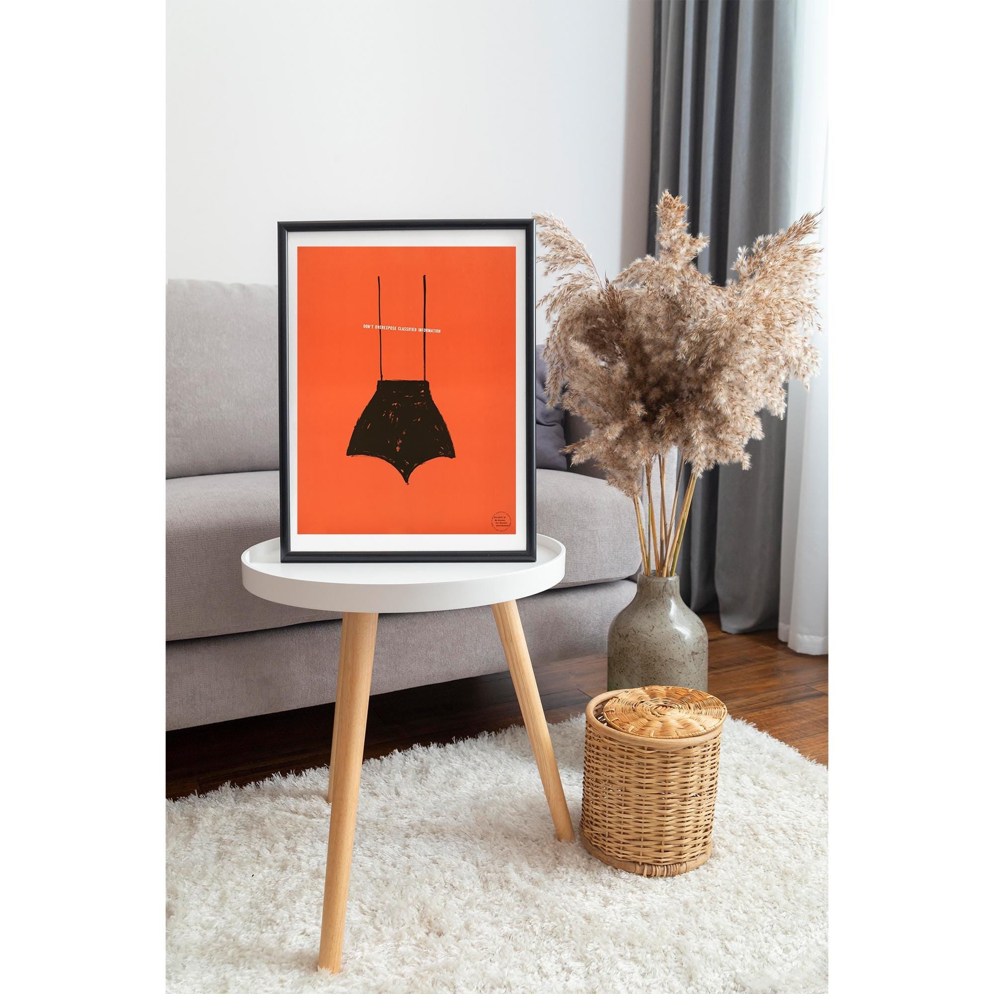 Vintage-Inspired Poster - 'Don’t Overexpose Classified Information' - Museum Quality Matte Paper, Durable Pine Frame in Black, White,or Wood