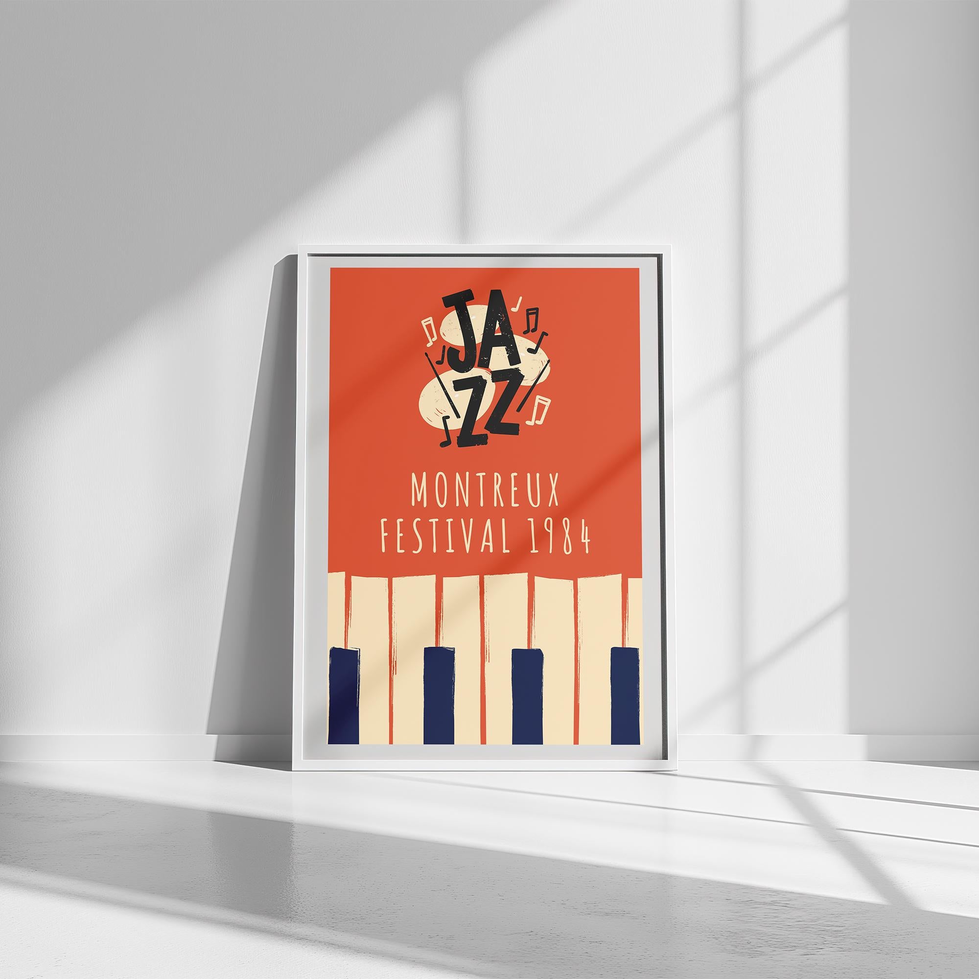 Vintage Montreux Jazz Festival 1984 Poster - Museum-Quality Matte Paper, Solid Wood Frame (Black, White, or Natural) - Ready to Hang