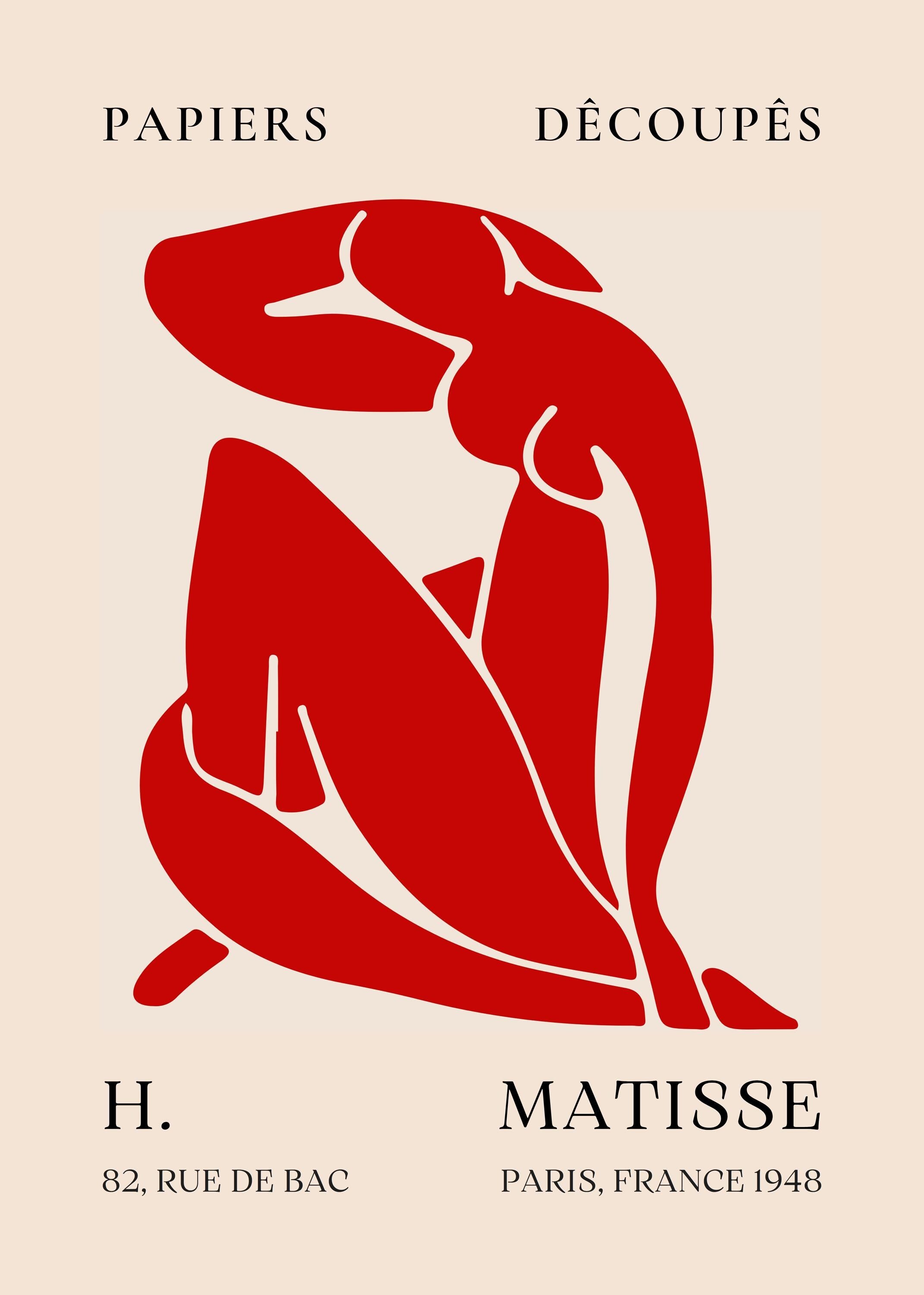 Matisse Inspired Cut-Out Art Poster - Museum-Quality Print with Solid Wood Frame, 3 Color Options, Ready to Hang