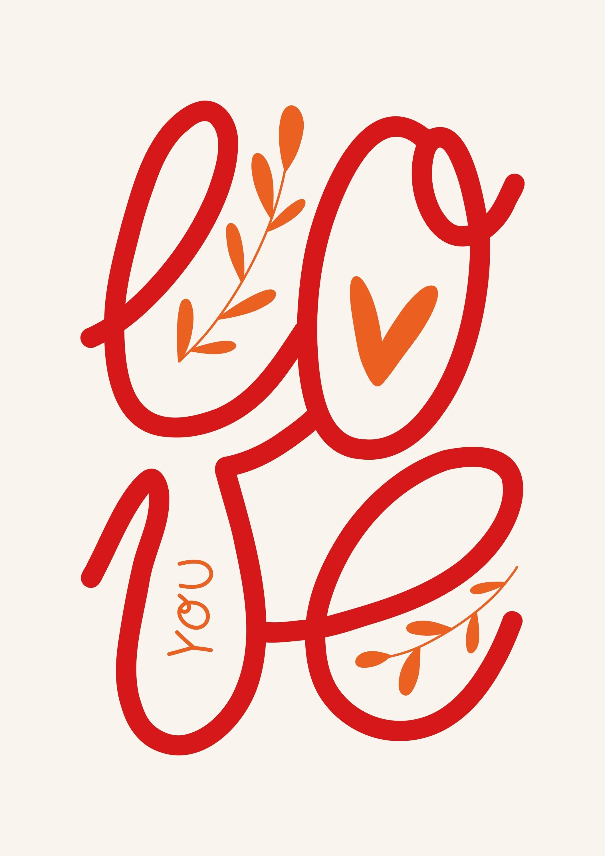 Love You Poster - Museum-Quality Art Print, Solid Wood Frame, Ready to Hang, Sustainable Paper, Perfect Gift for Home Decor