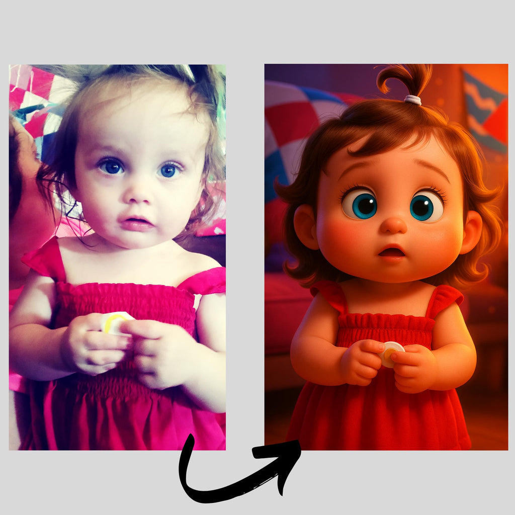 Custom Baby Cartoon Portrait: Personalized Nursery Wall Art