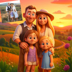 Custom Animated Character Family Portrait – Personalized Cartoon Style Art