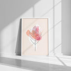 Modern Floral Line Art Poster – Pink Abstract Flower Print, Framed or Canvas Wall Art for Home & Office Decor