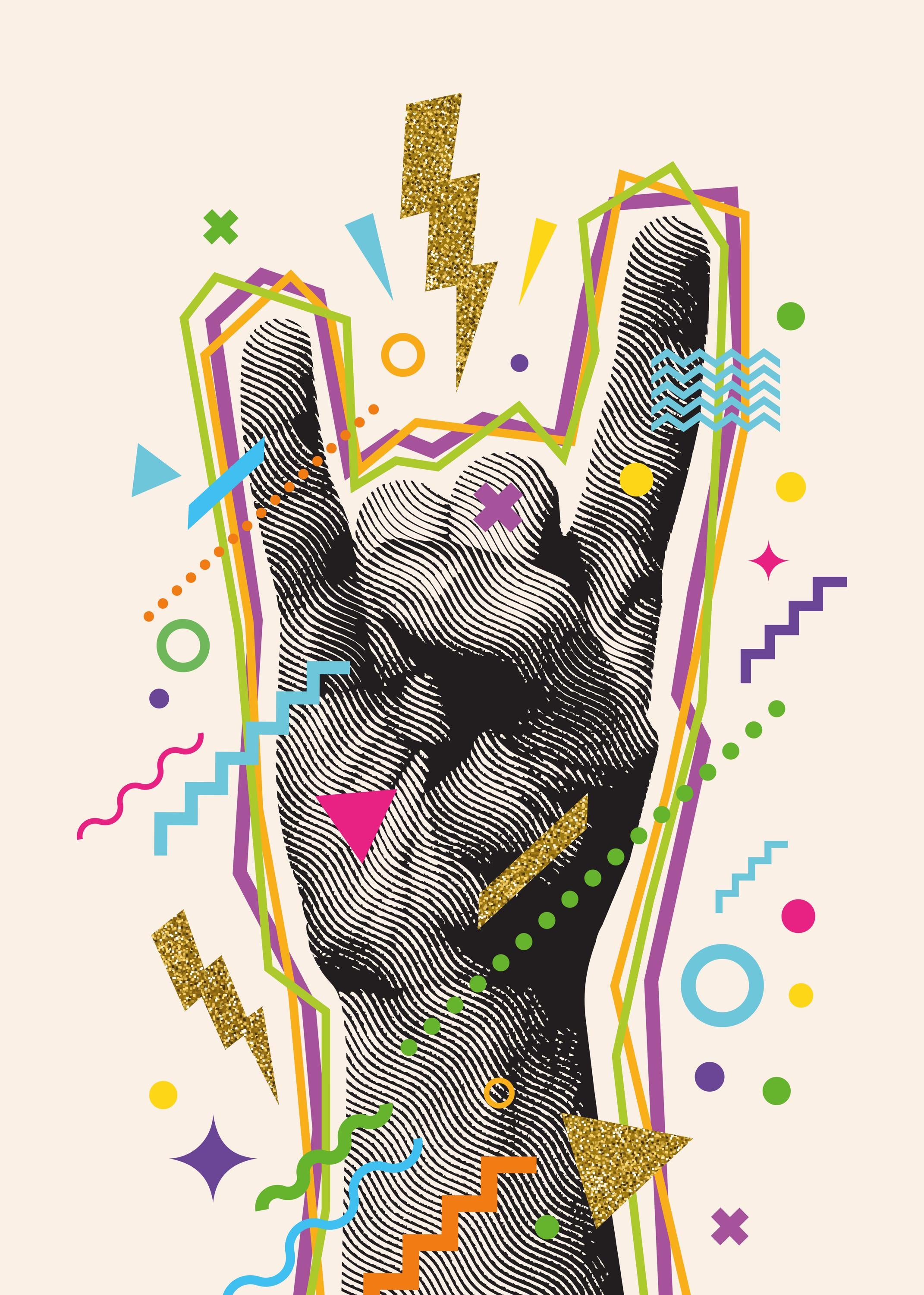 Retro Pop Art Hand Sign Poster - Museum-Quality Matte Print, Premium Pine Frame, Plexiglass Protection - 3 Frame Colors Available!