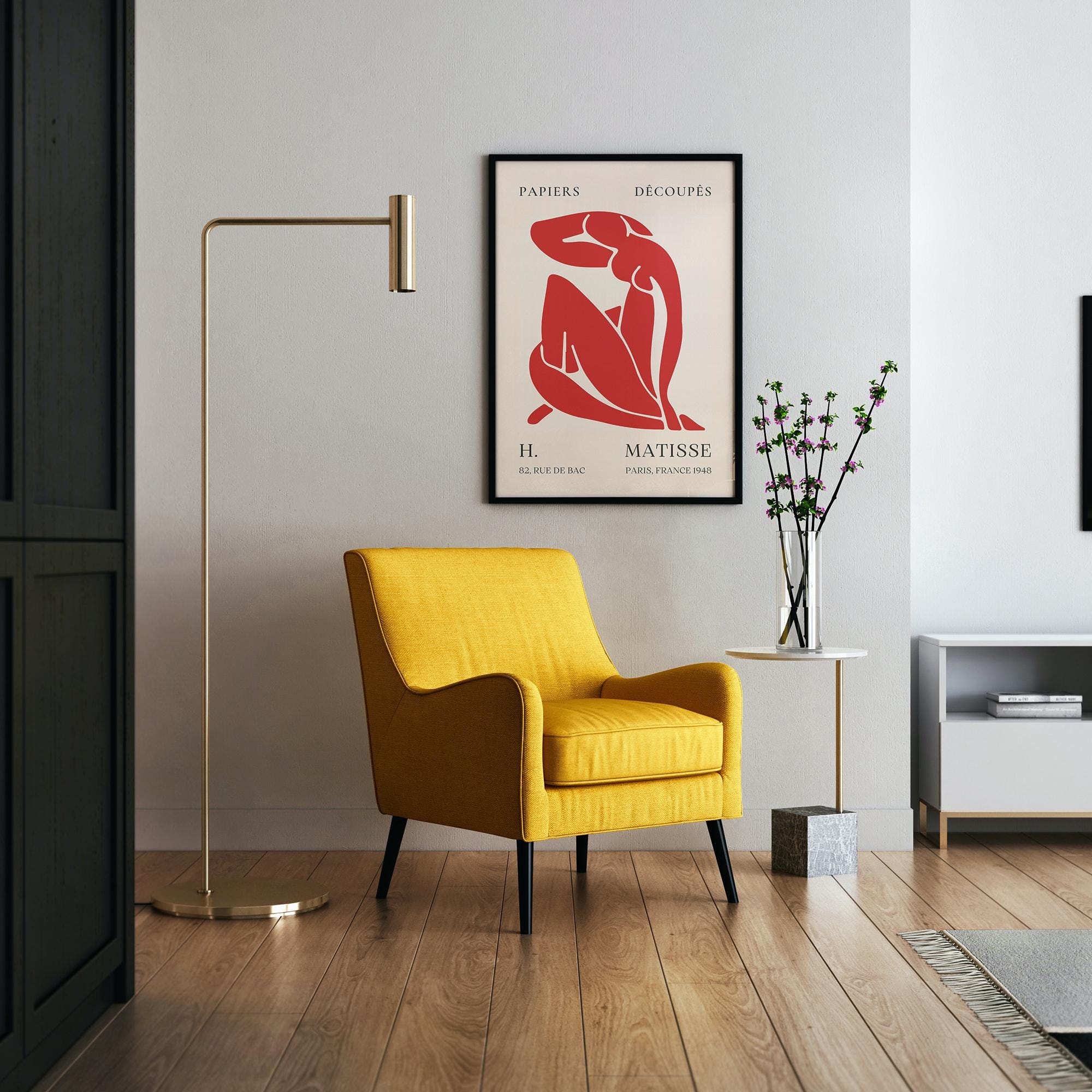 Matisse Inspired Cut-Out Art Poster - Museum-Quality Print with Solid Wood Frame, 3 Color Options, Ready to Hang
