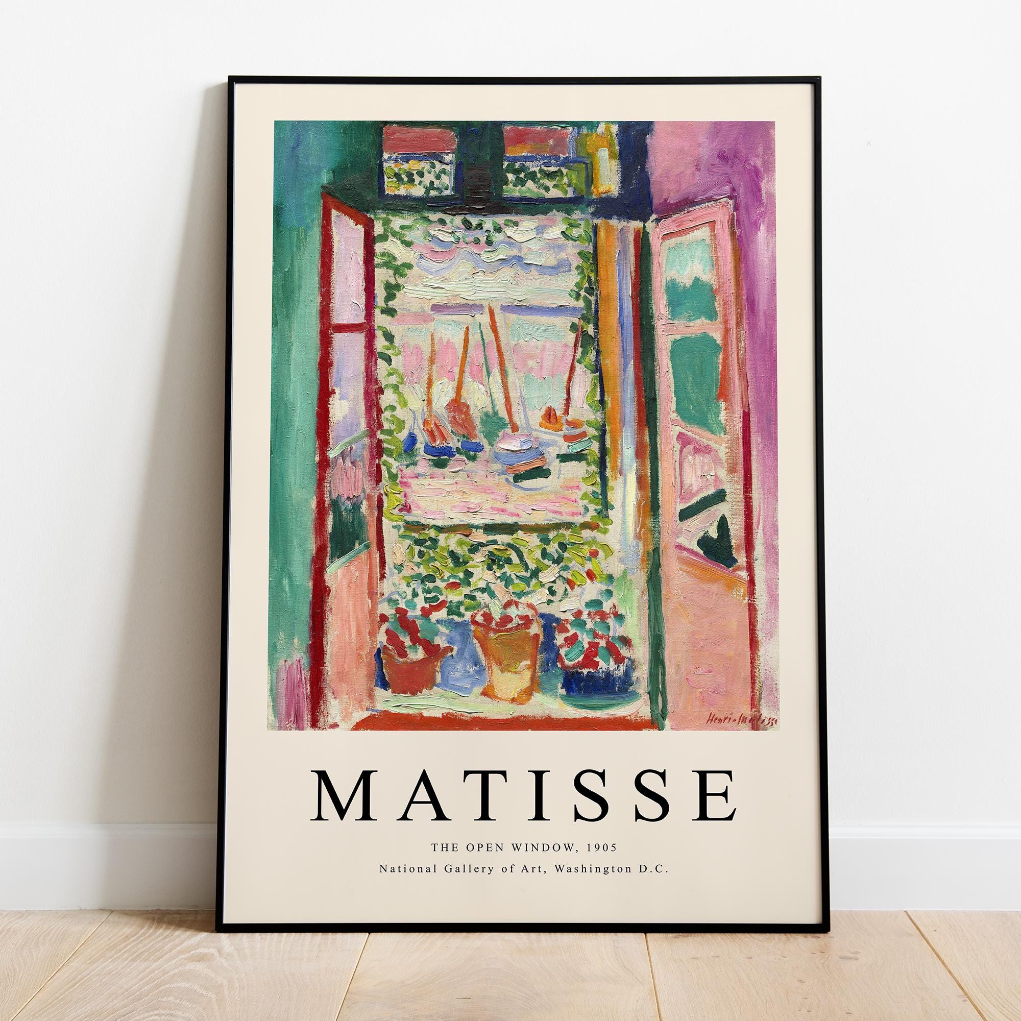 High-Quality Framed Matisse Print, The Open Window, 1905 - Museum-Grade Matte Paper, Sturdy Pine Frame, 15 Sizes Available, Ready to Hang
