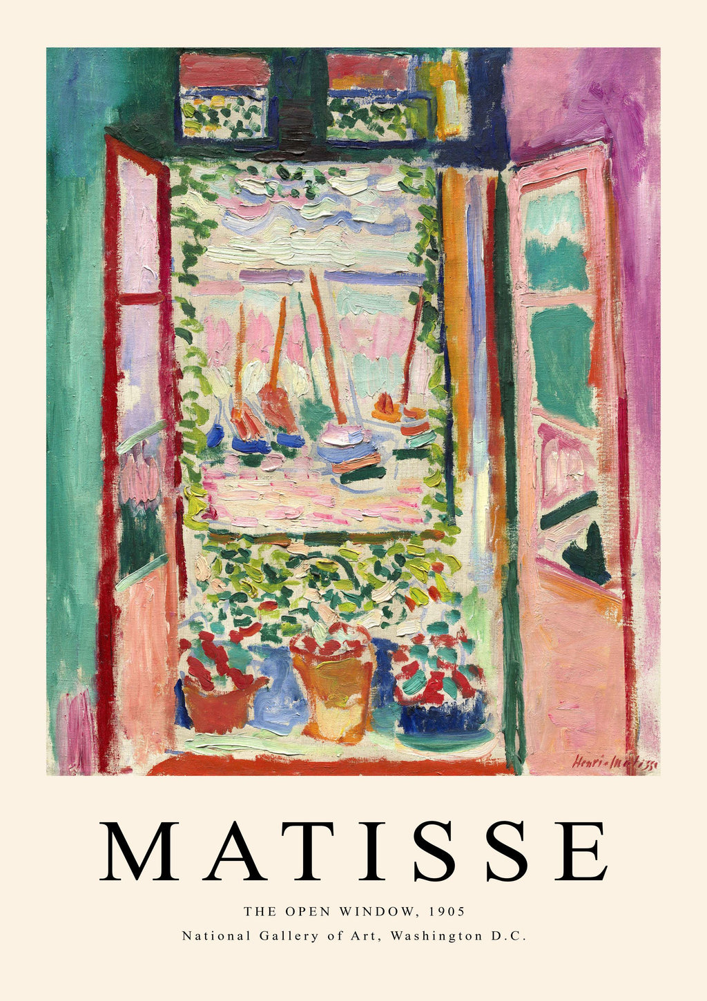 High-Quality Framed Matisse Print, The Open Window, 1905 - Museum-Grade Matte Paper, Sturdy Pine Frame, 15 Sizes Available, Ready to Hang