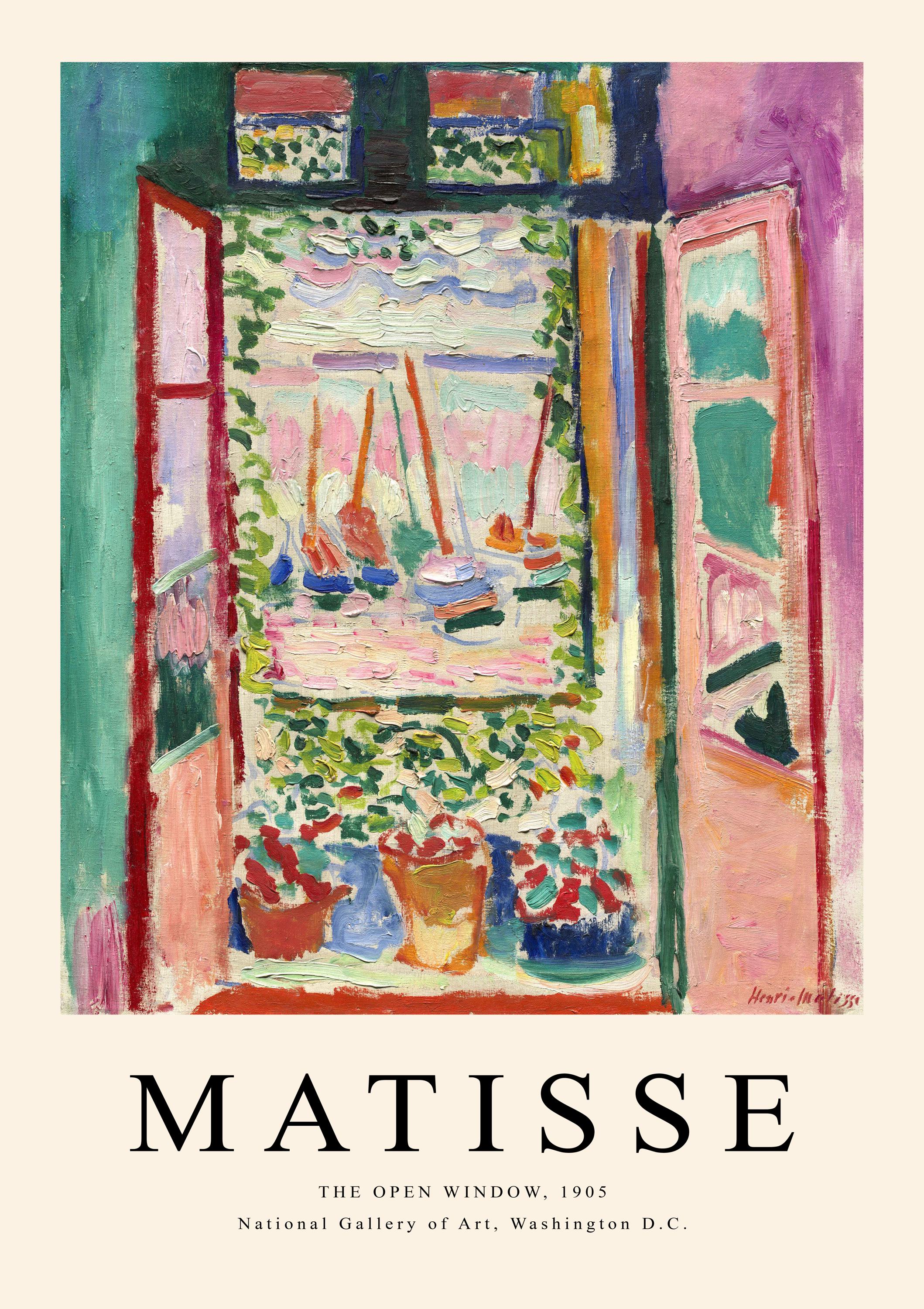 High-Quality Framed Matisse Print, The Open Window, 1905 - Museum-Grade Matte Paper, Sturdy Pine Frame, 15 Sizes Available, Ready to Hang