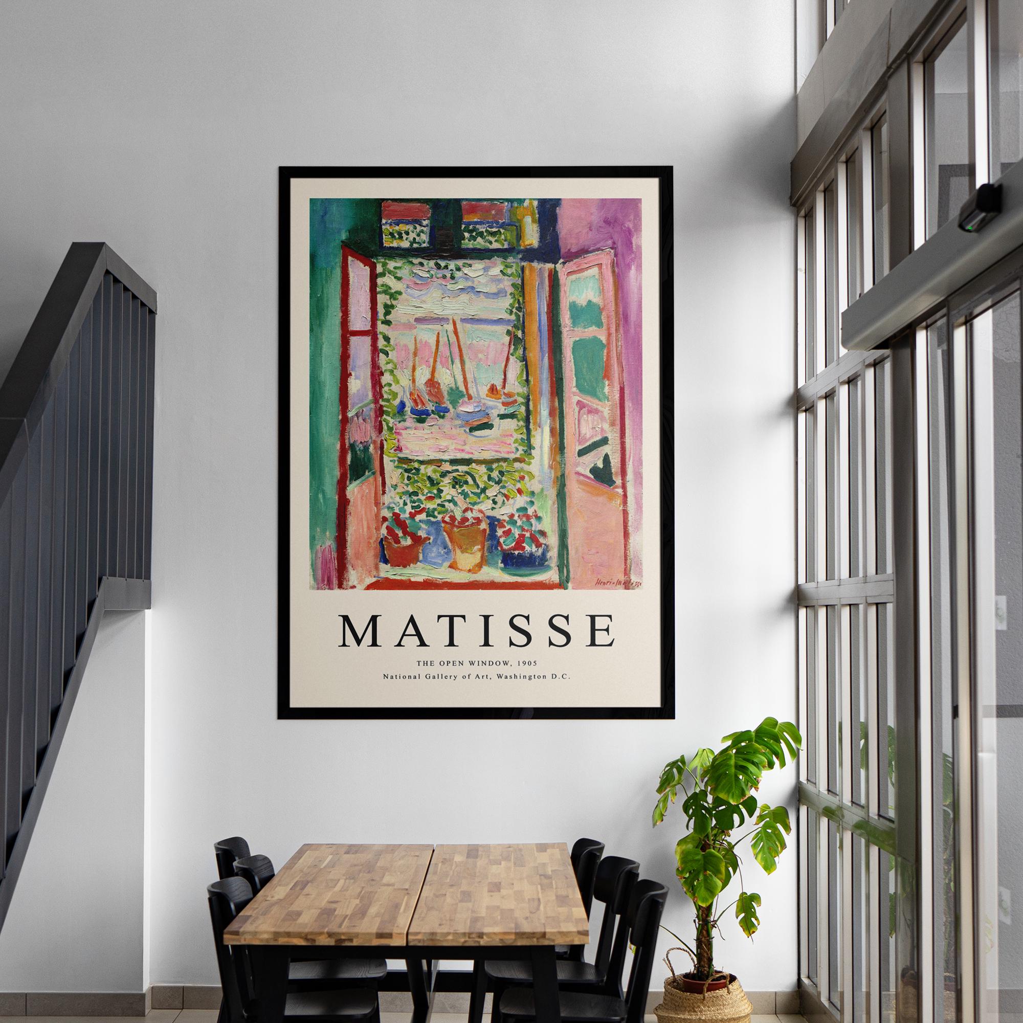 High-Quality Framed Matisse Print, The Open Window, 1905 - Museum-Grade Matte Paper, Sturdy Pine Frame, 15 Sizes Available, Ready to Hang