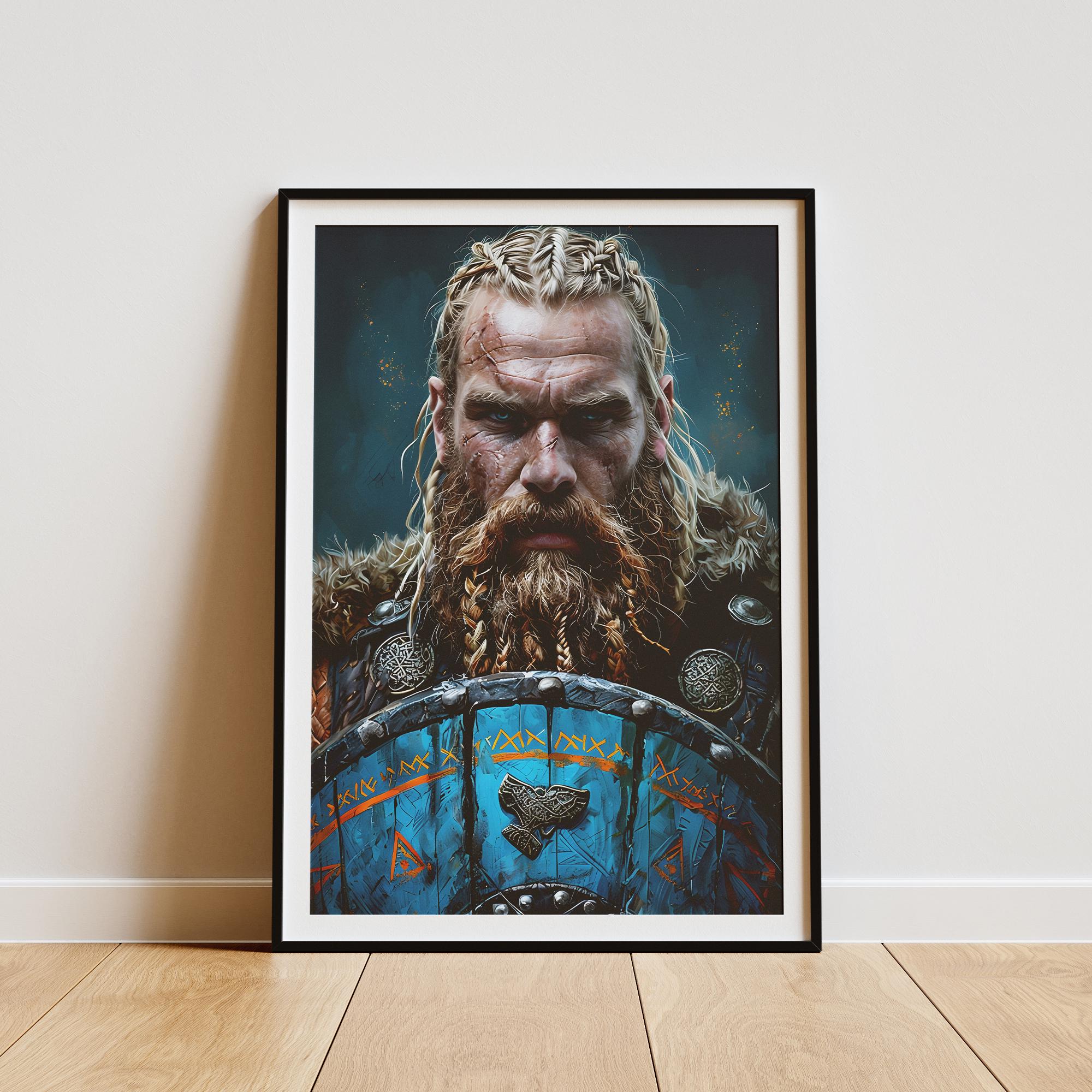 Viking Warrior Wall Art | Norse Mythology Poster | Framed or Canvas Print | Nordic Decor | Battle-Ready Viking | Gift for History Lovers