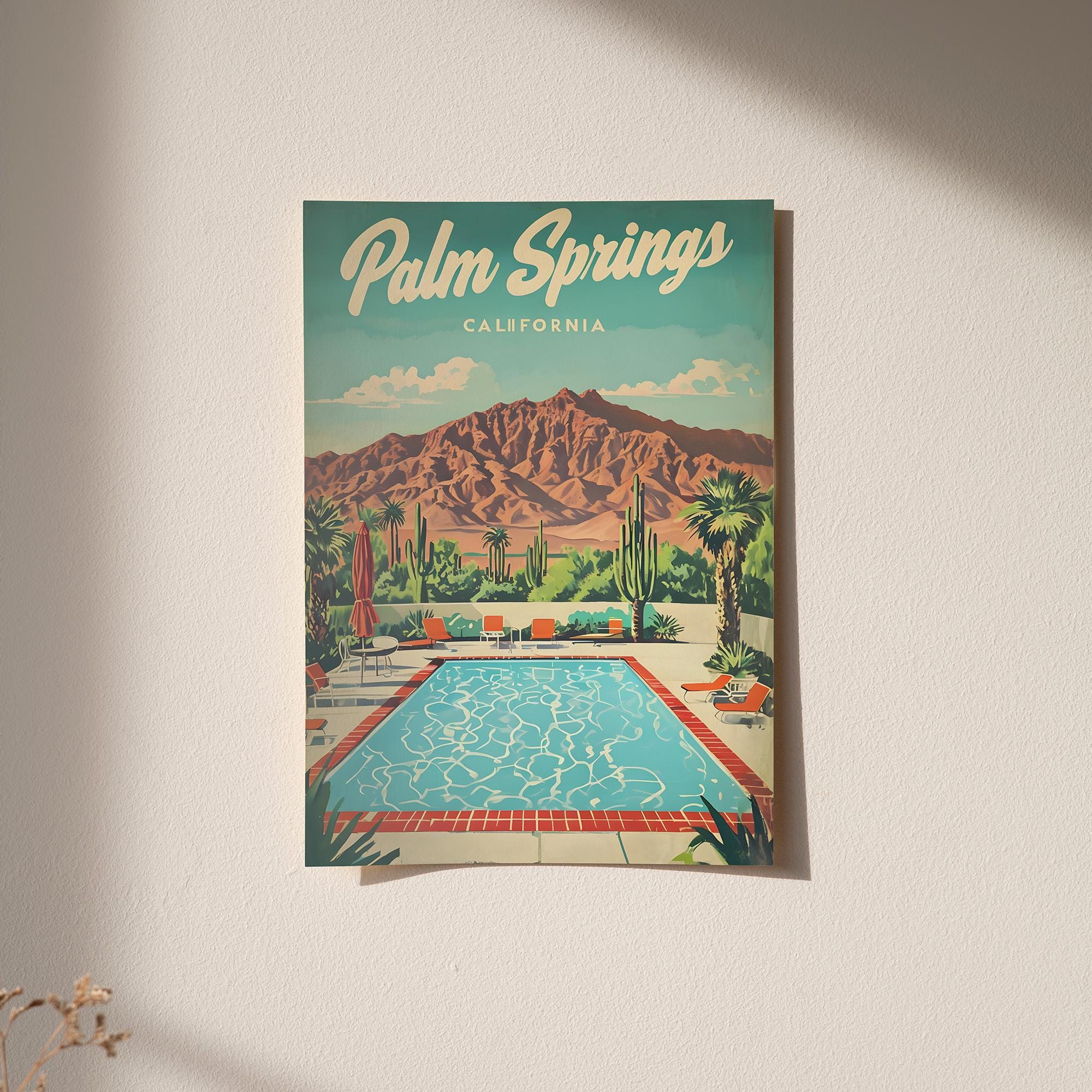 Palm Springs Vintage Travel Poster - Mid Century Wall Art - Framed & Unframed - Retro California Decor - Museum Quality Print
