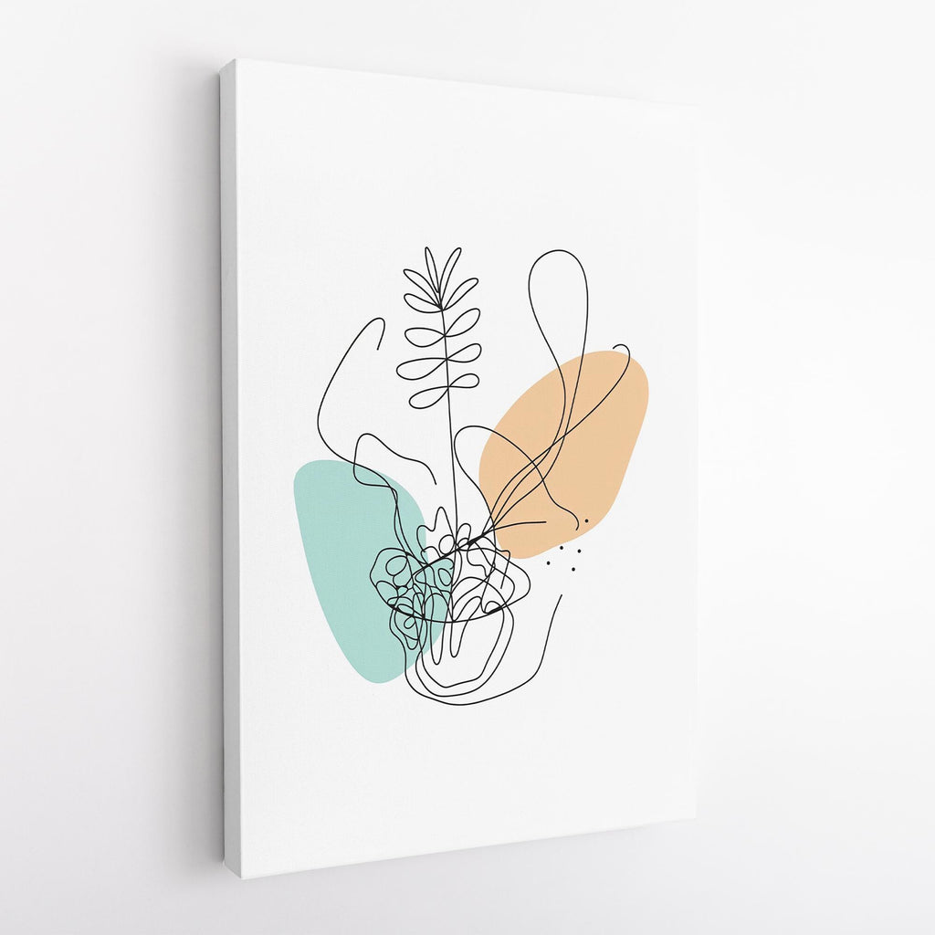 Minimal Abstract Line Art Print – Boho Plant Poster, Scandinavian Wall Art for Living Room, Gallery Wall Decor, Neutral Tones