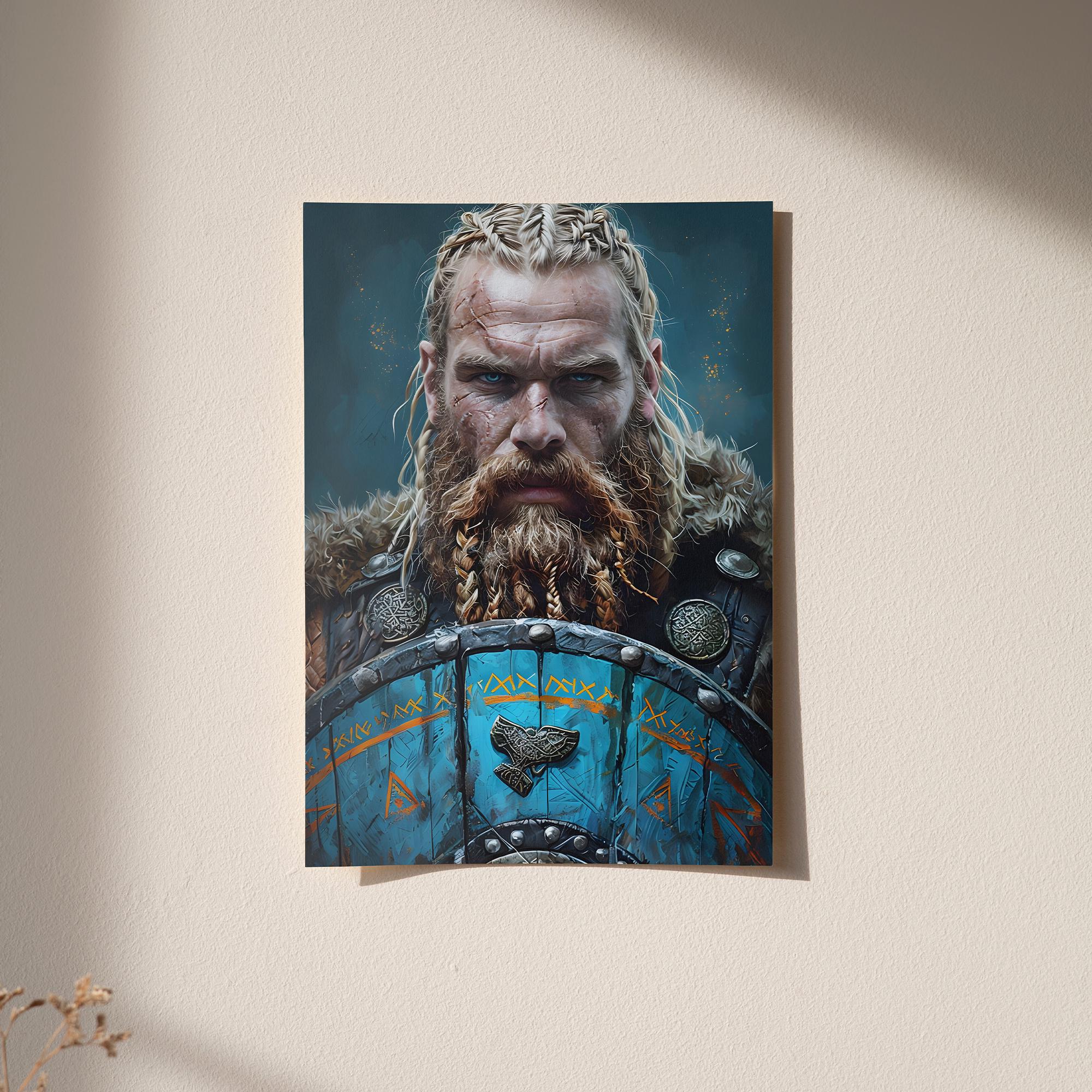 Viking Warrior Wall Art | Norse Mythology Poster | Framed or Canvas Print | Nordic Decor | Battle-Ready Viking | Gift | Digital Print