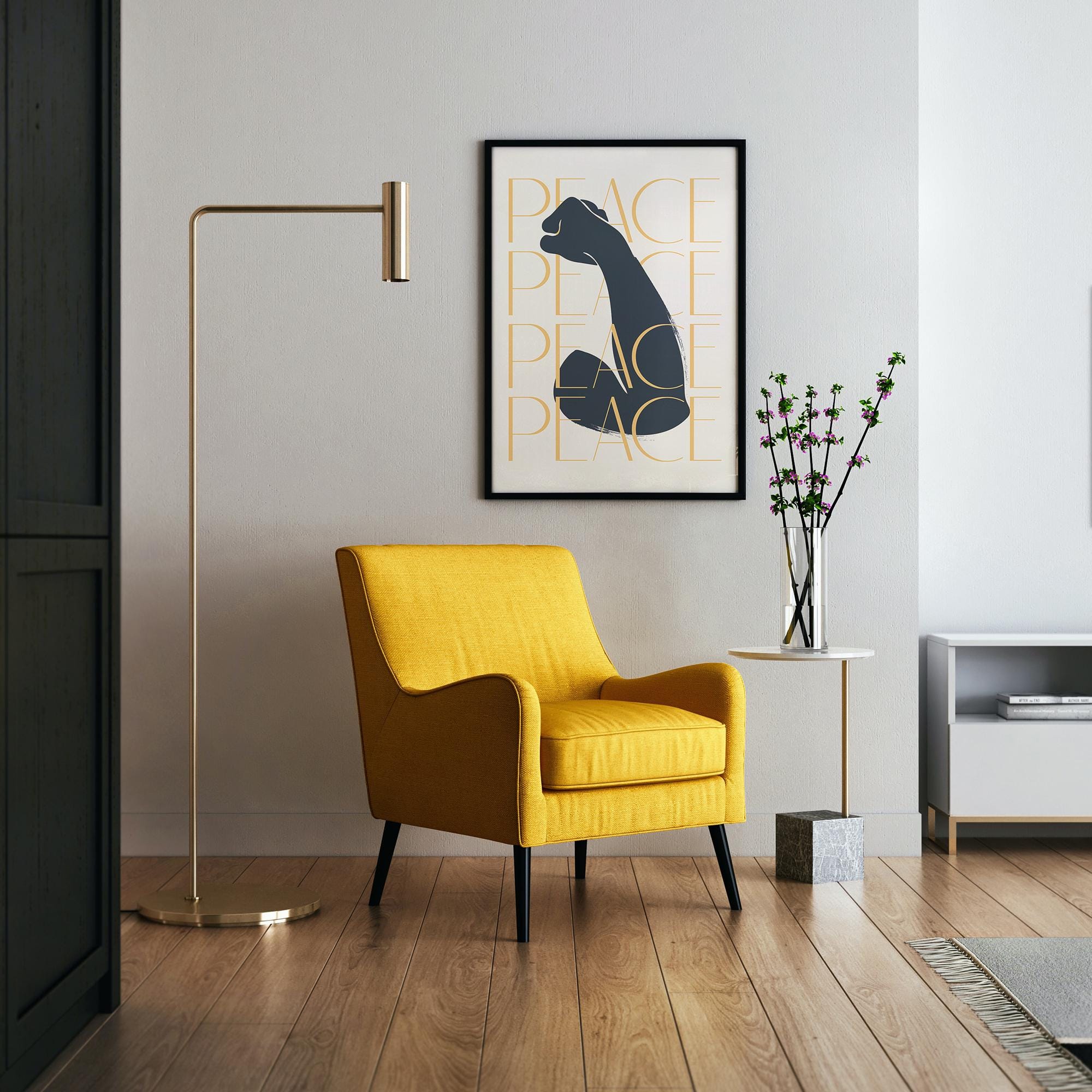 Minimalist Peace Poster | Luxury Framed Art Print | Museum-Quality Paper | Sustainable FSC Certified | Three Frame Colors | Ready to Hang