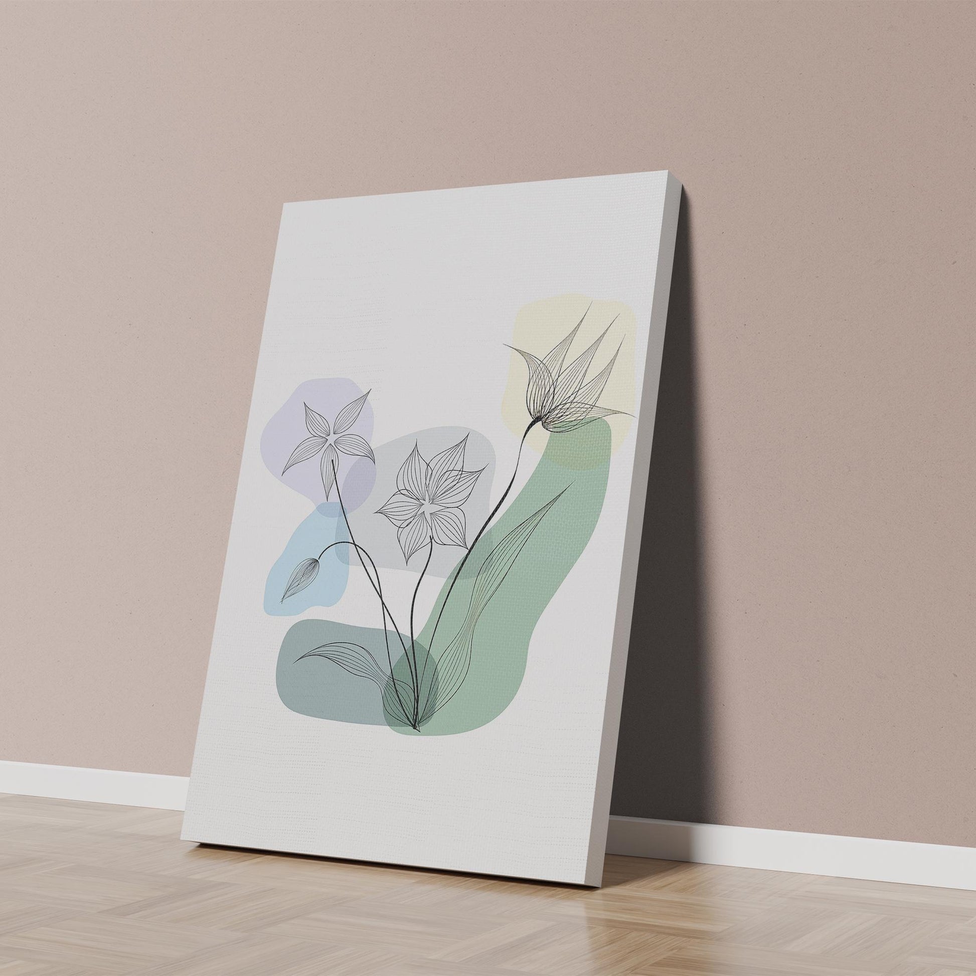 Abstract Botanical Line Art – Minimalist Floral Wall Art Poster, Framed or Canvas Print for Modern Home Decor