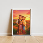 Custom Animated Character Family Portrait – Personalized Cartoon Style Art